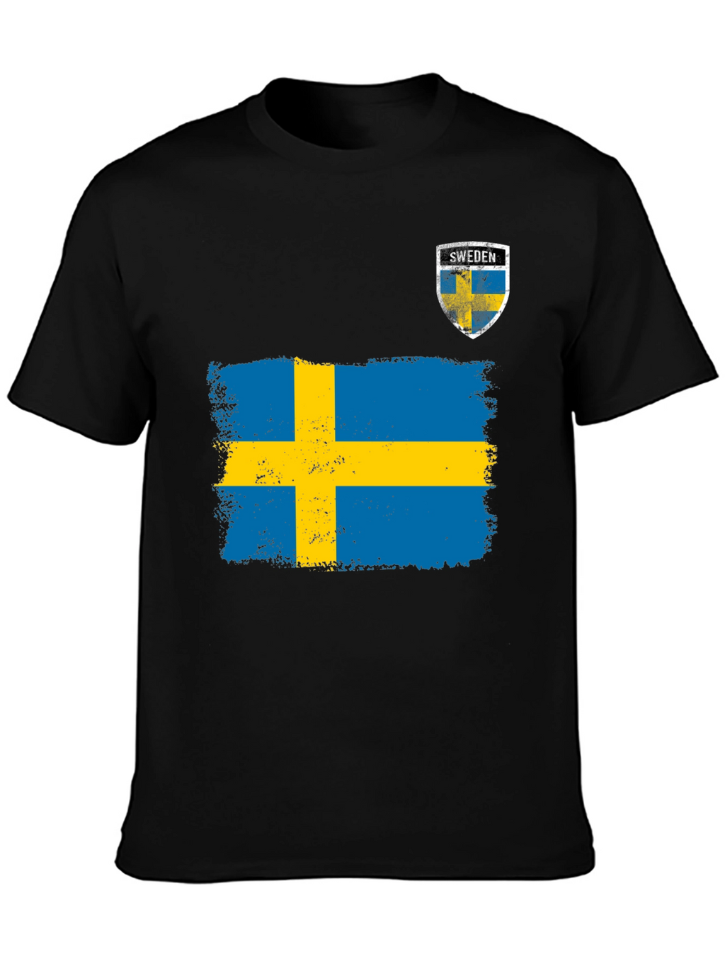 Sweden Flag T-Shirt - Mens Black Tee