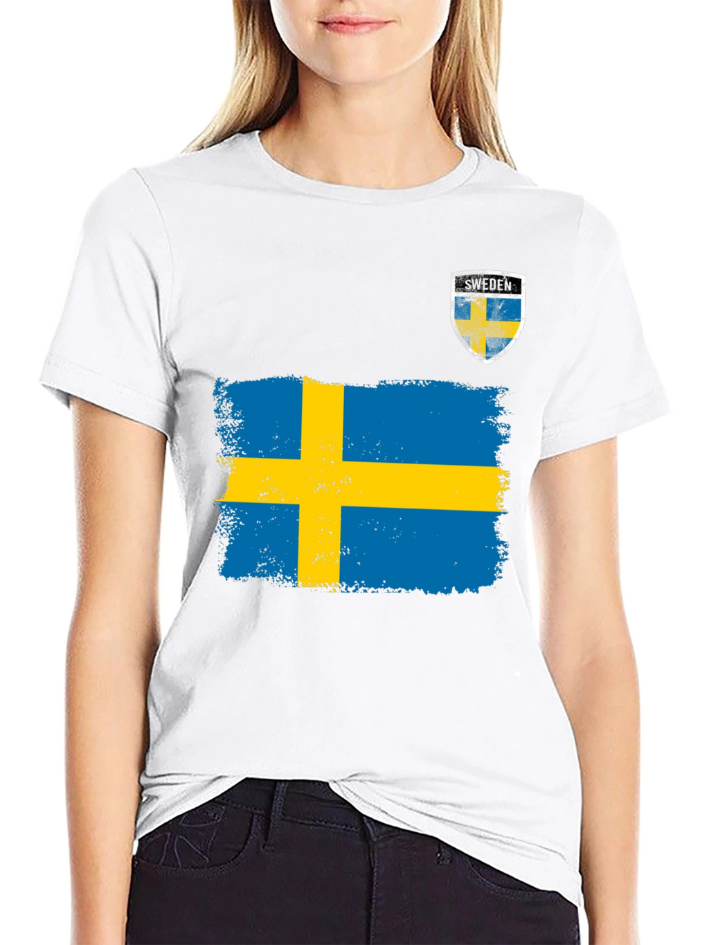 Sweden Flag T-Shirt - Mens Black Tee