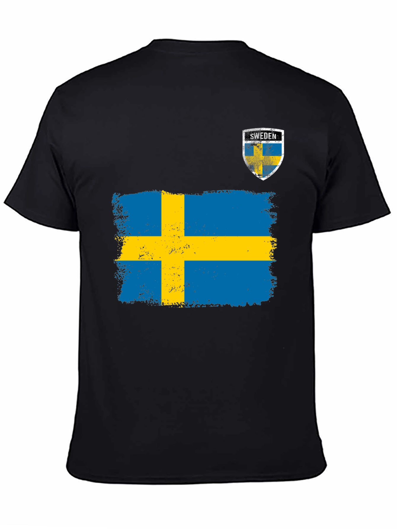 Sweden Flag T-Shirt - Mens Black Tee