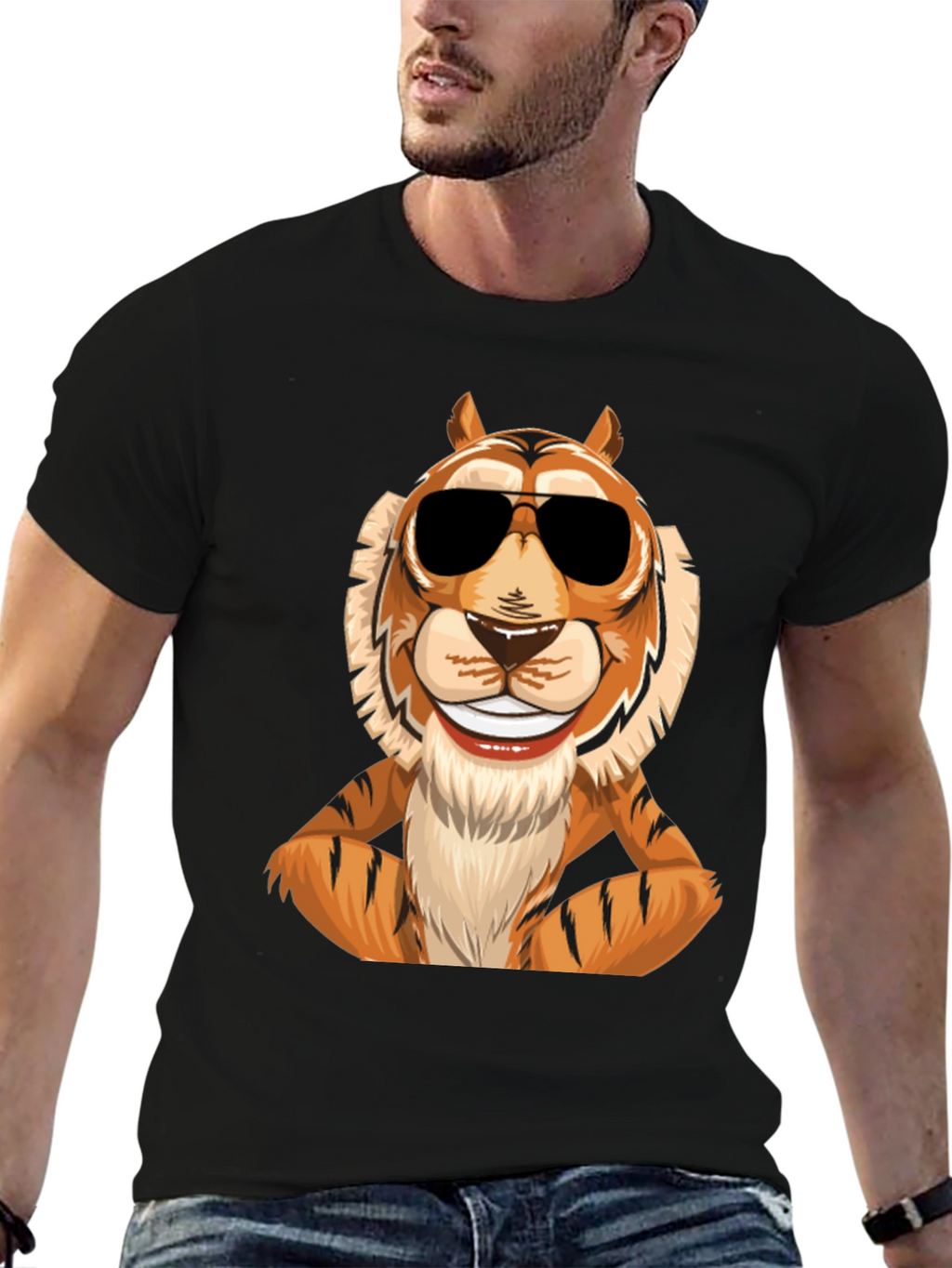 Cool Tiger Graphic Tee - Mens Black T-Shirt