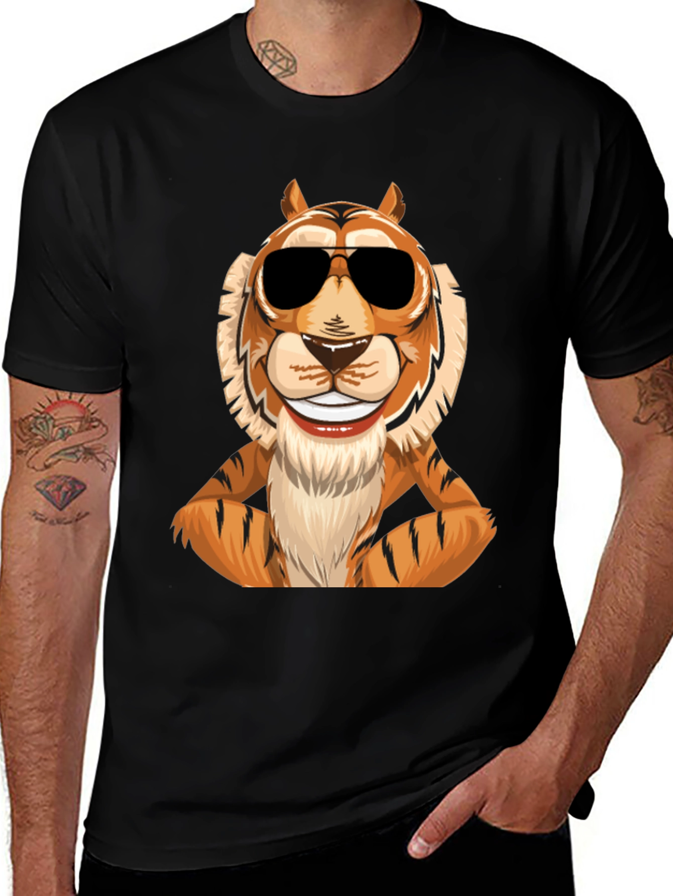 Cool Tiger Graphic Tee - Mens Black T-Shirt