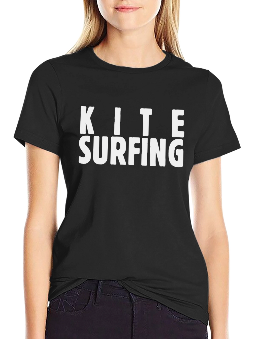 Kitesurfing Graphic Tee - Black Cotton T-Shirt