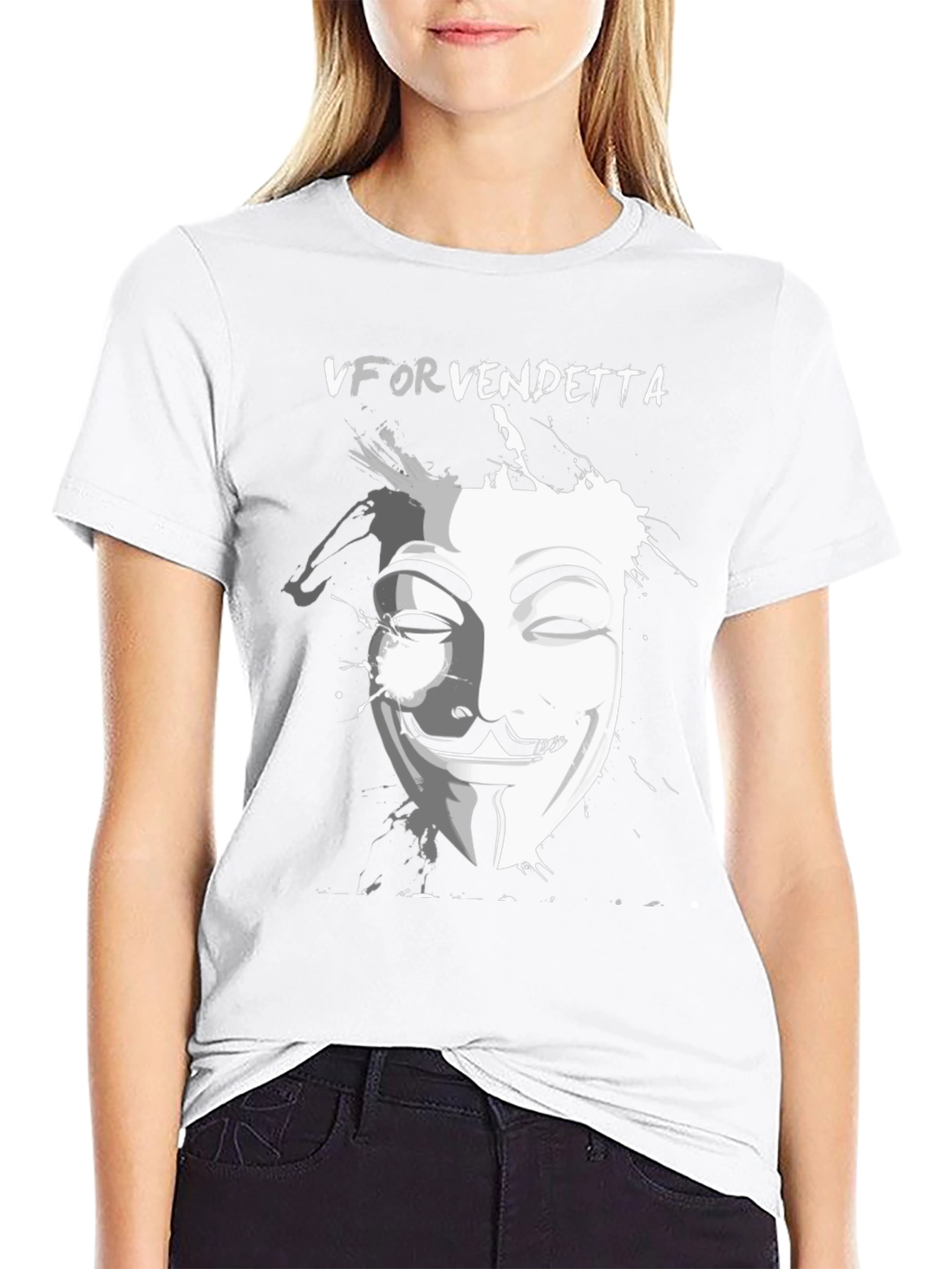 V for Vendetta Graphic Tee - Stylish Black T-Shirt