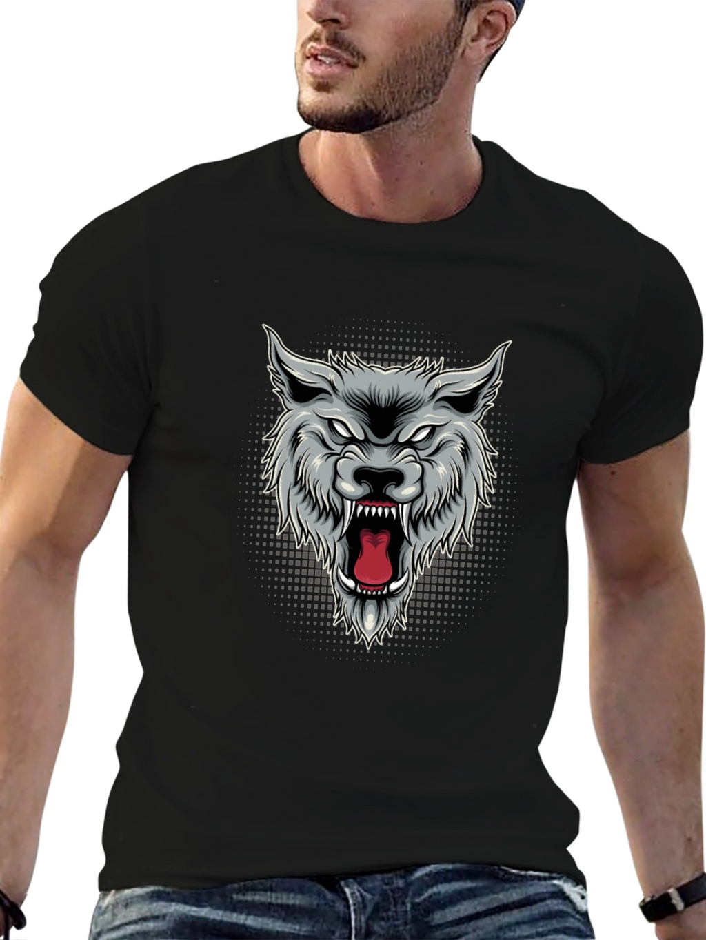 Mens Wolf Graphic T-Shirt