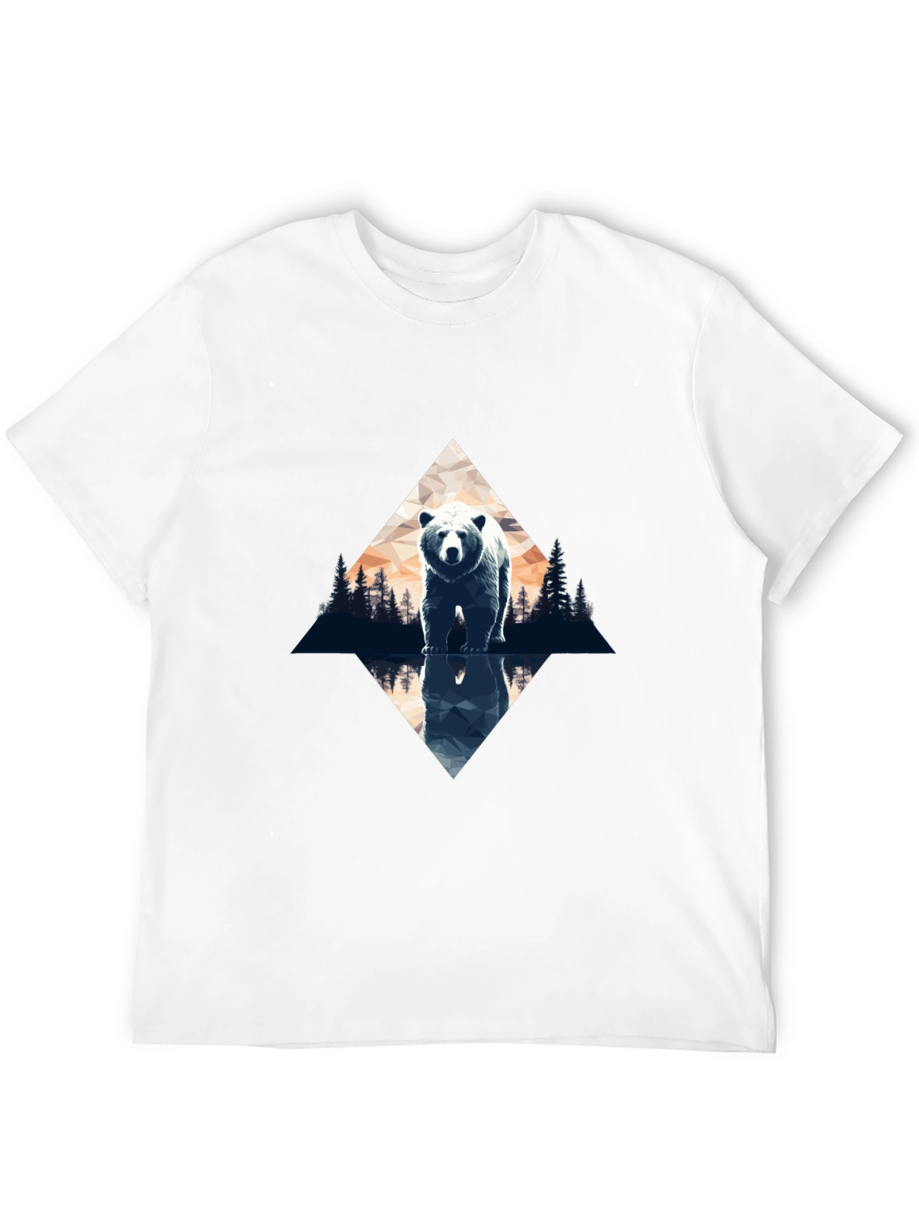 Bear Reflection Graphic Tee - Black Cotton Blend