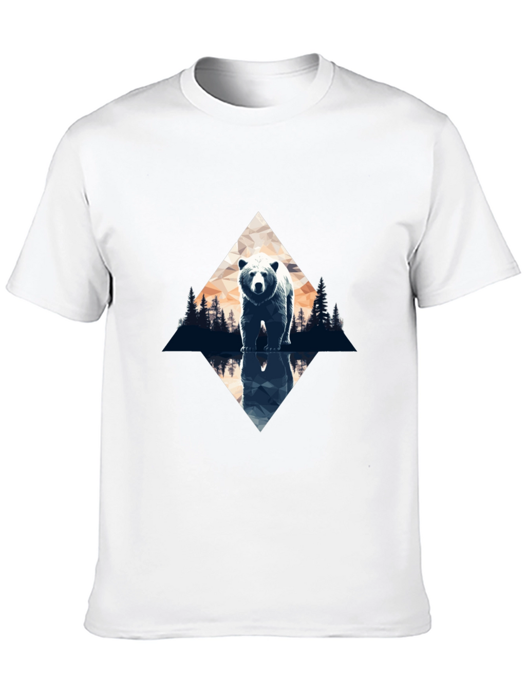 Bear Reflection Graphic Tee - Black Cotton Blend