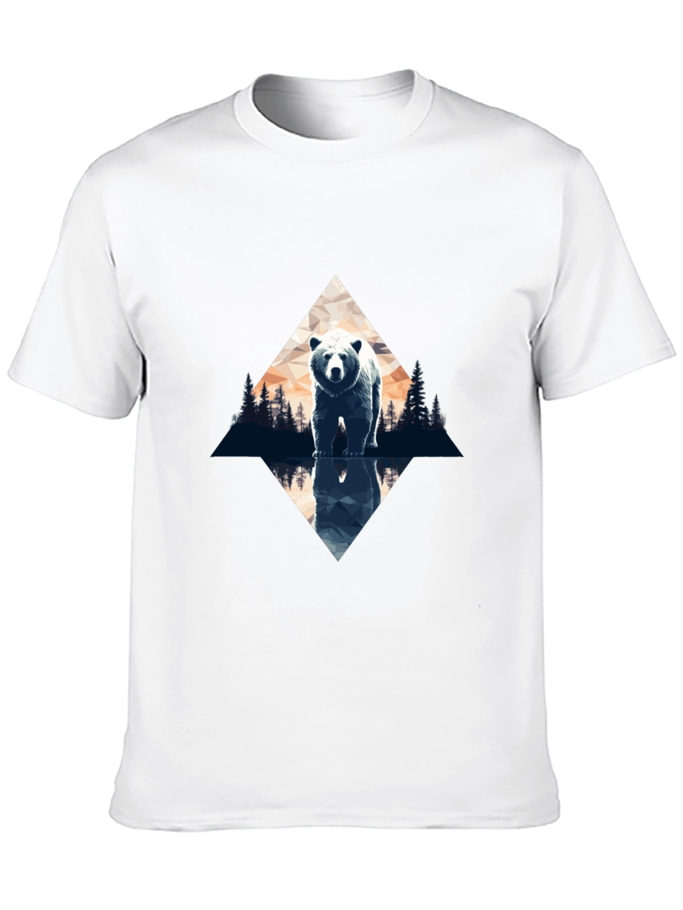 Bear Reflection Graphic Tee - Black Cotton Blend