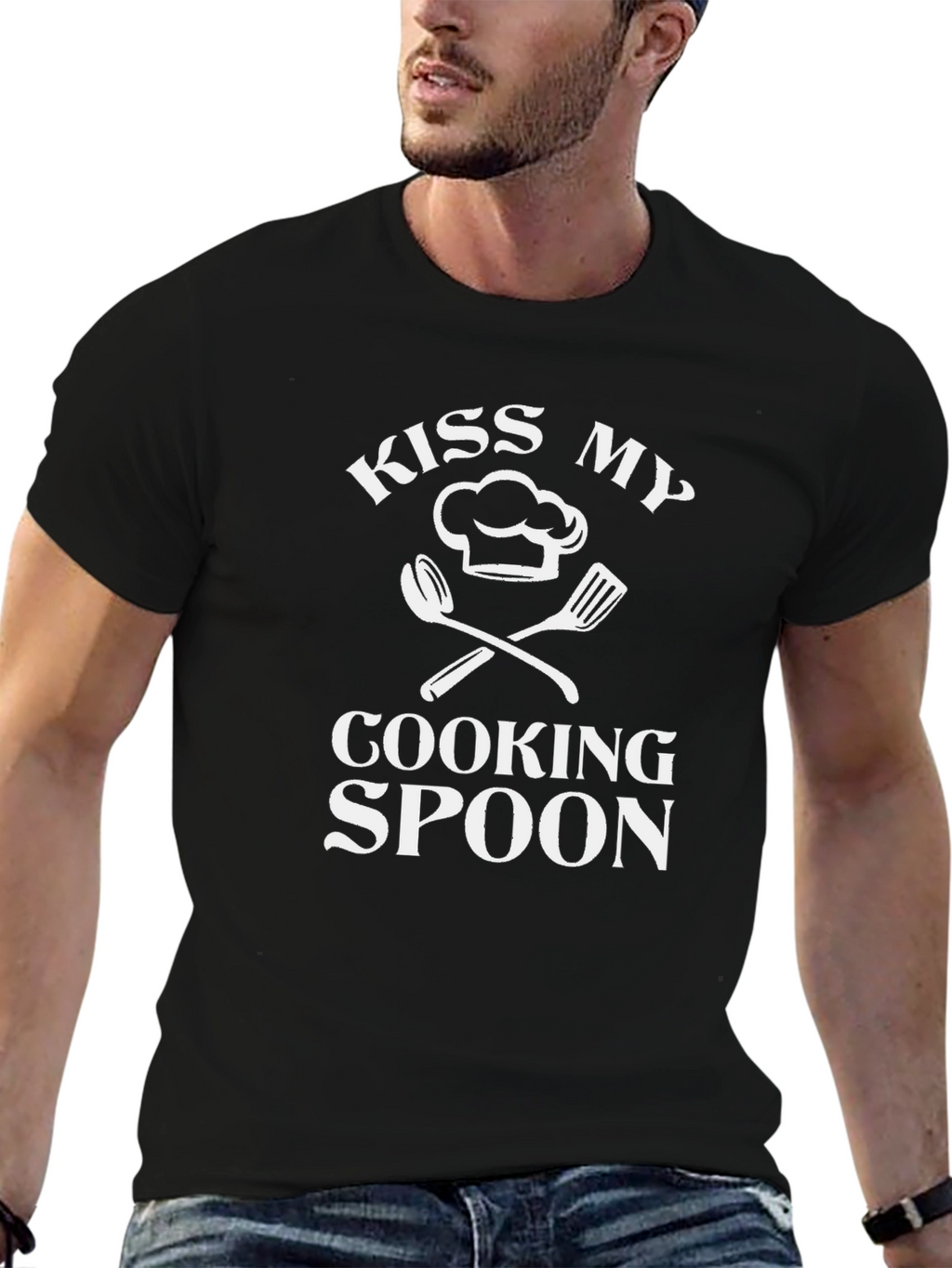 Kiss My Cooking Spoon Black T-Shirt