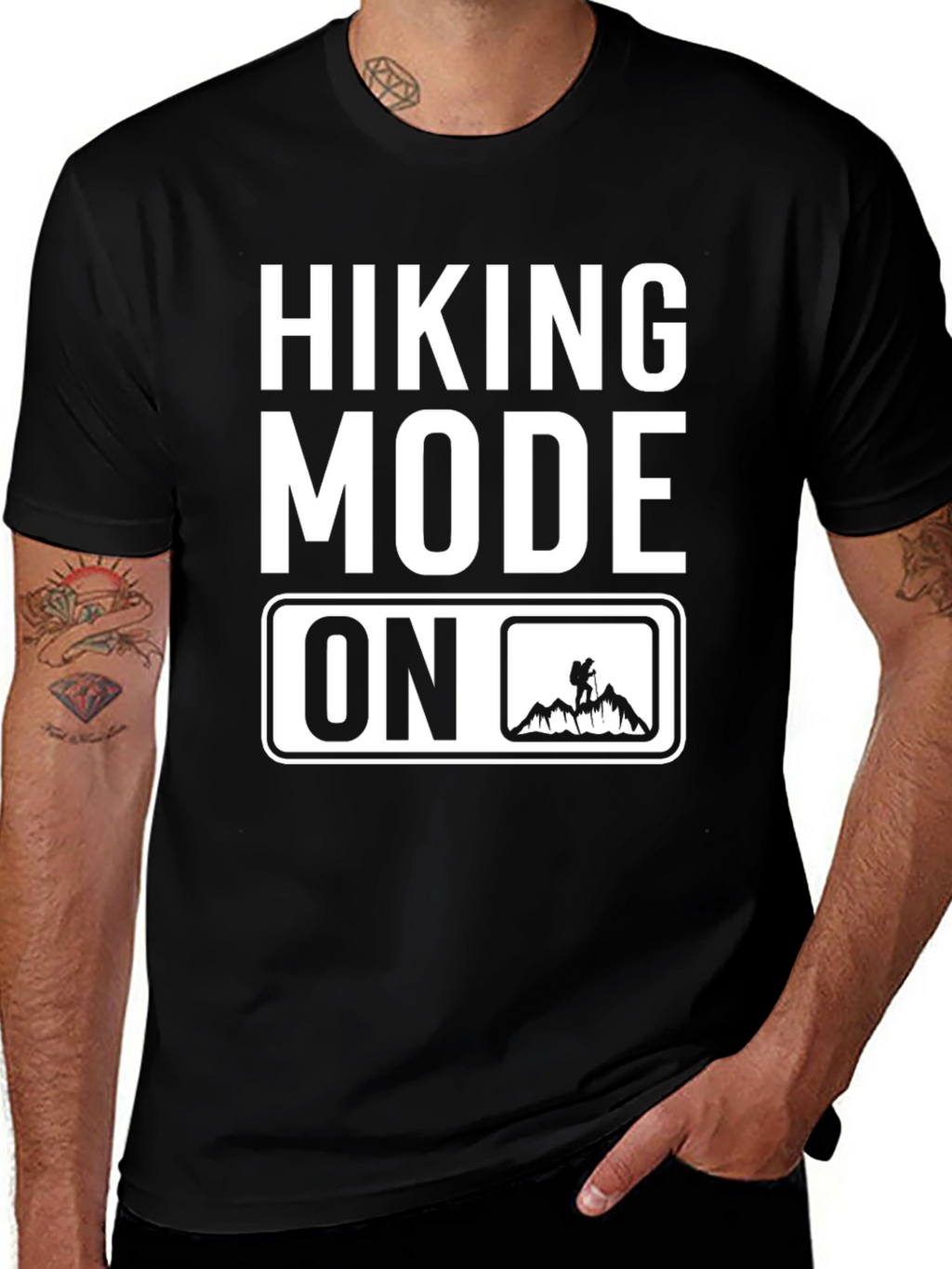 Hiking Mode On Black Graphic T-Shirt