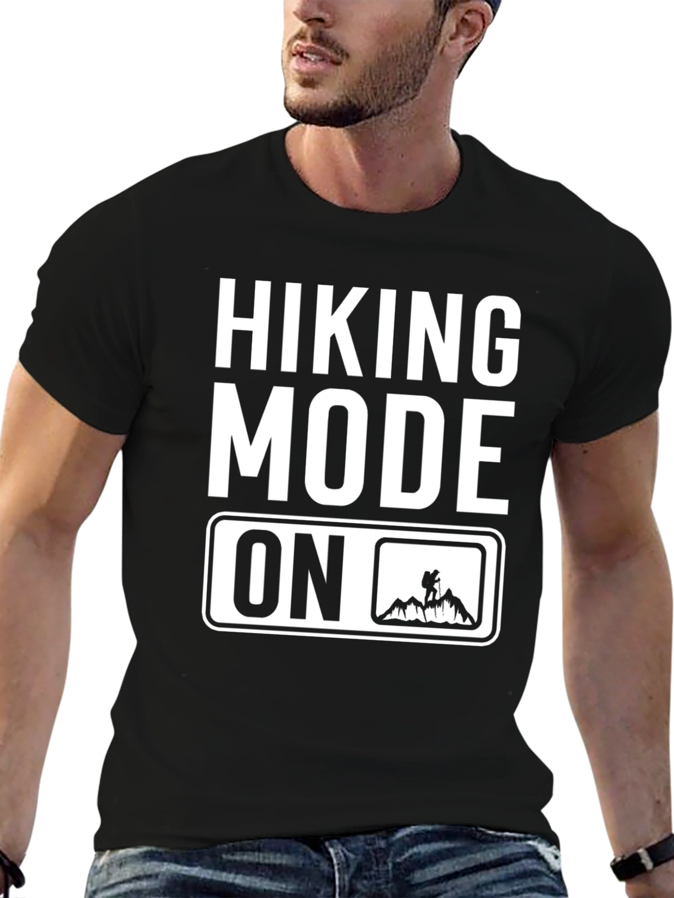 Hiking Mode On Black Graphic T-Shirt