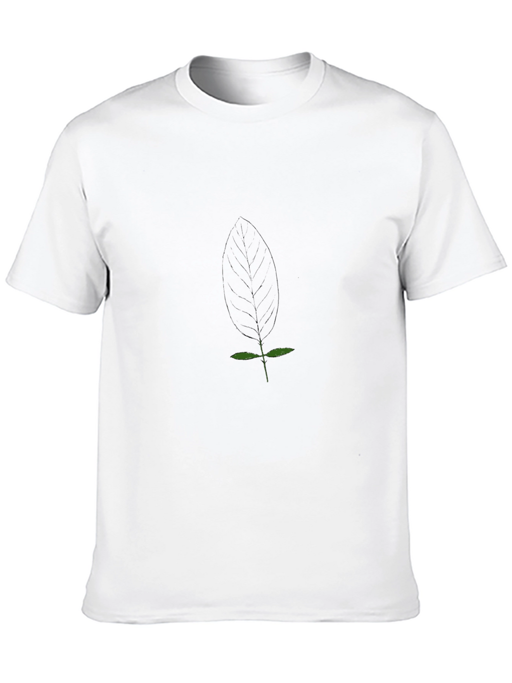 Minimalist Leaf Design Black T-Shirt