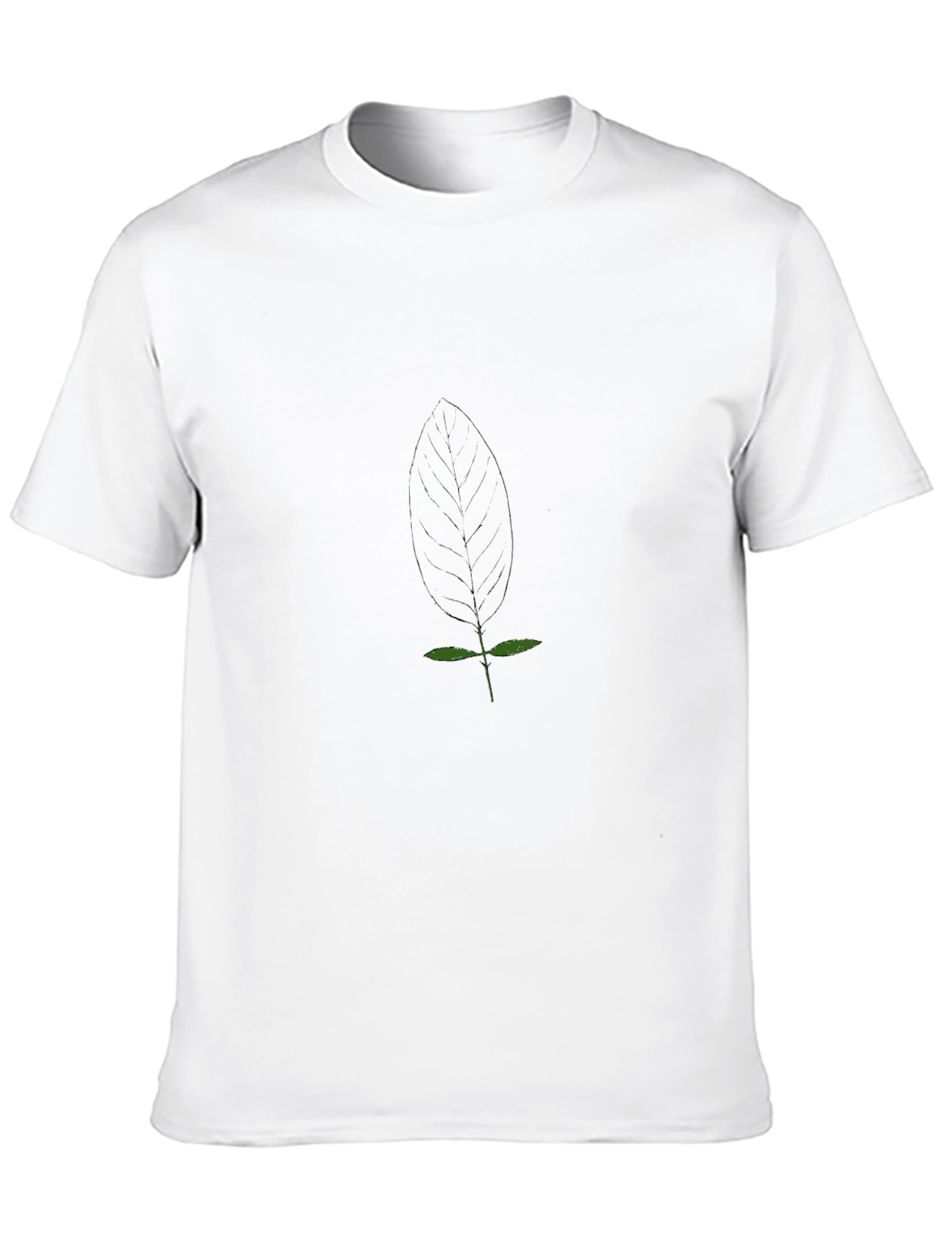 Minimalist Leaf Design Black T-Shirt