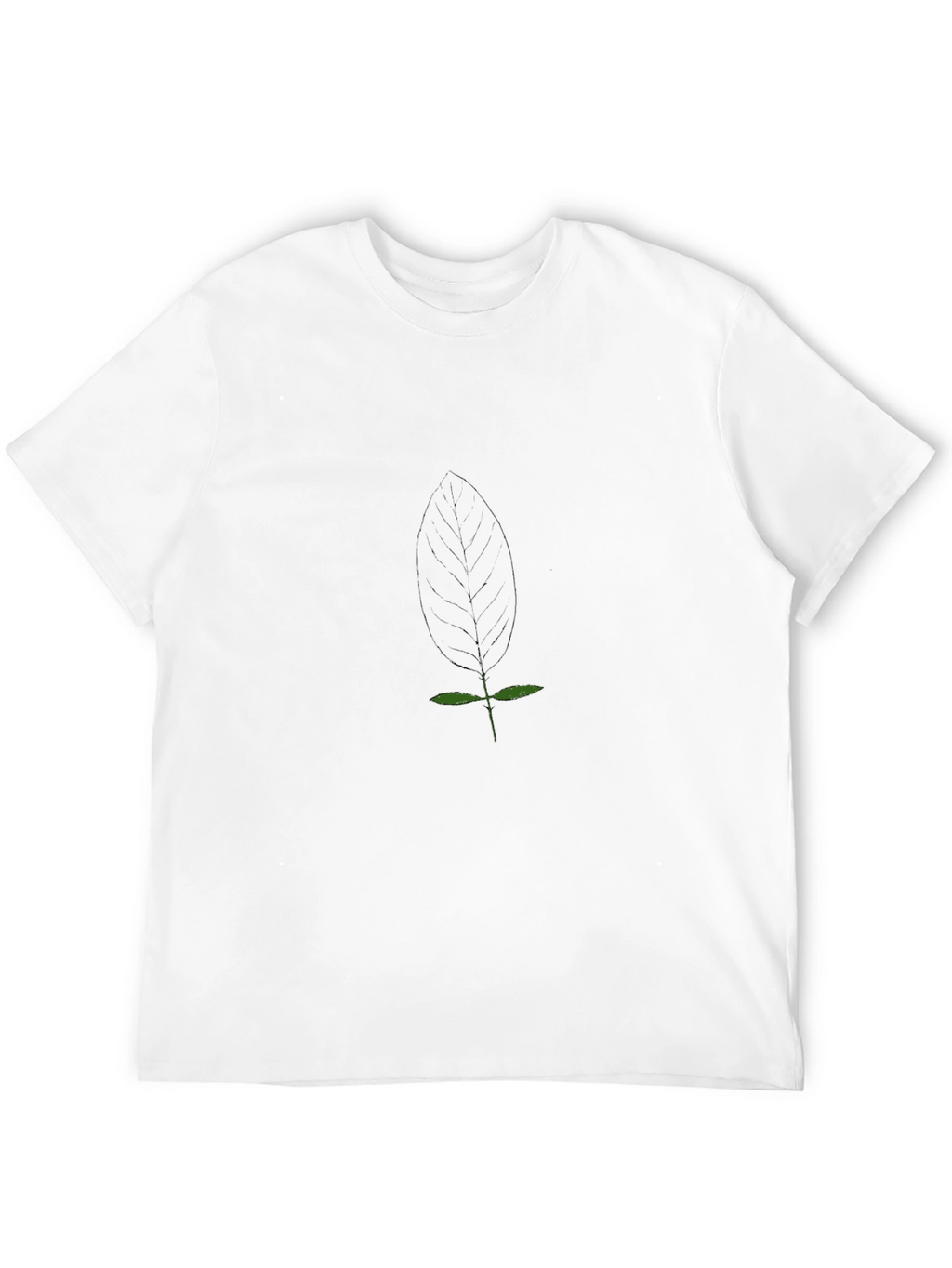 Minimalist Leaf Design Black T-Shirt