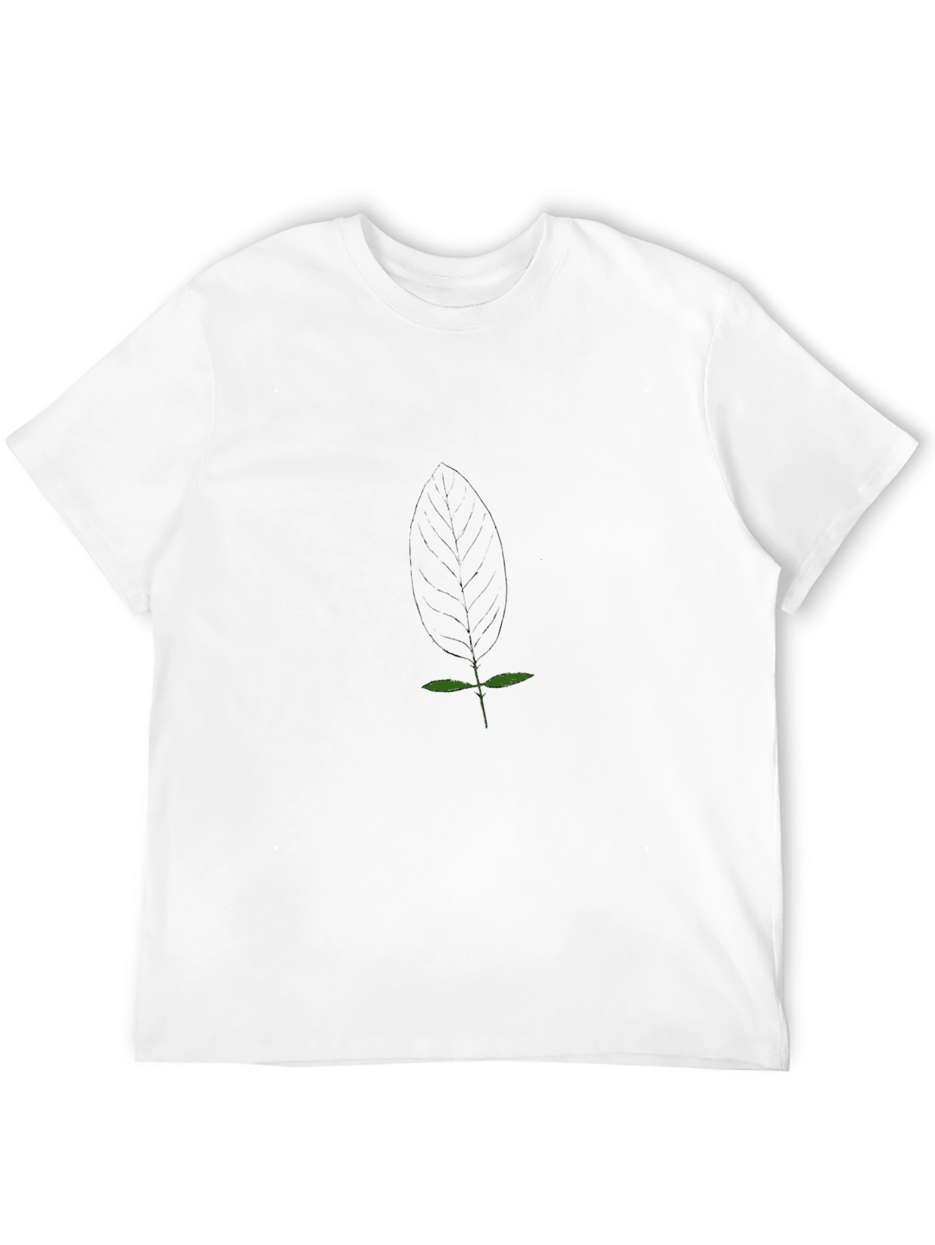 Minimalist Leaf Design Black T-Shirt