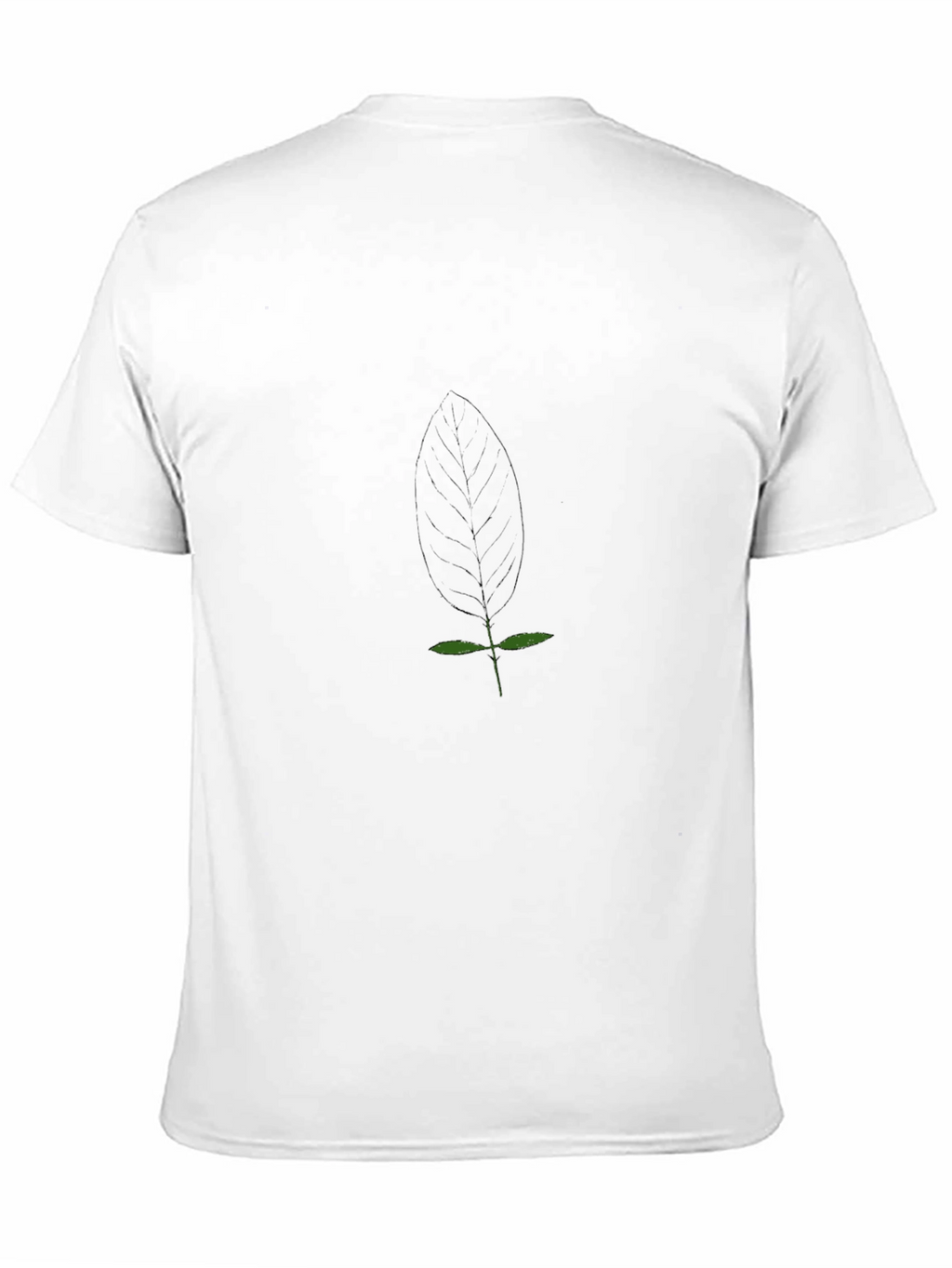 Minimalist Leaf Design Black T-Shirt