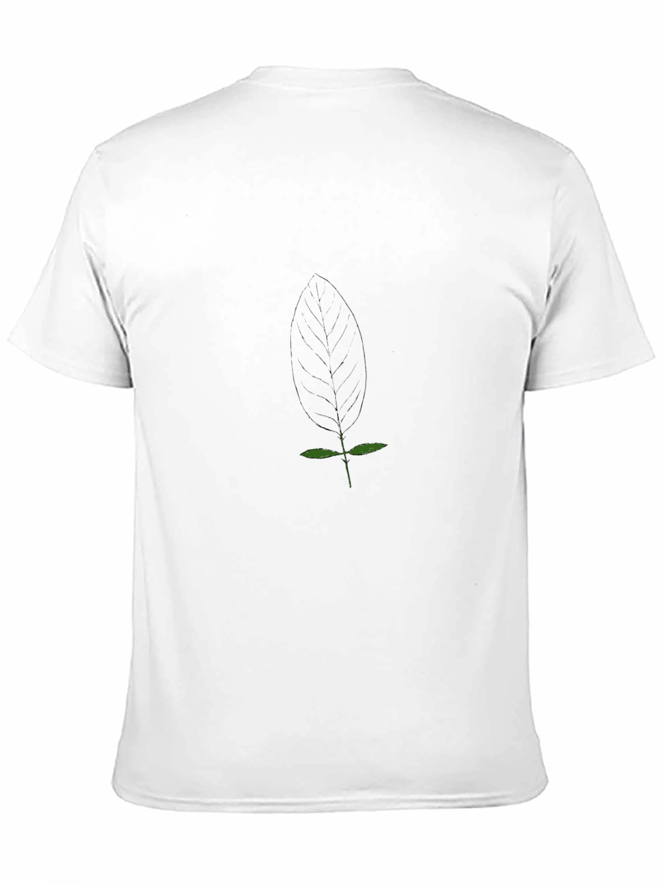 Minimalist Leaf Design Black T-Shirt