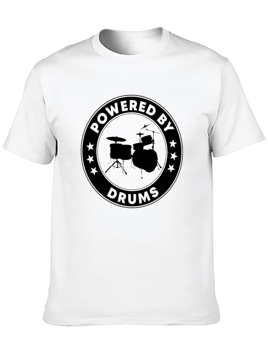 Powered By Drums Graphic Tee - Black Cotton T-Shirt