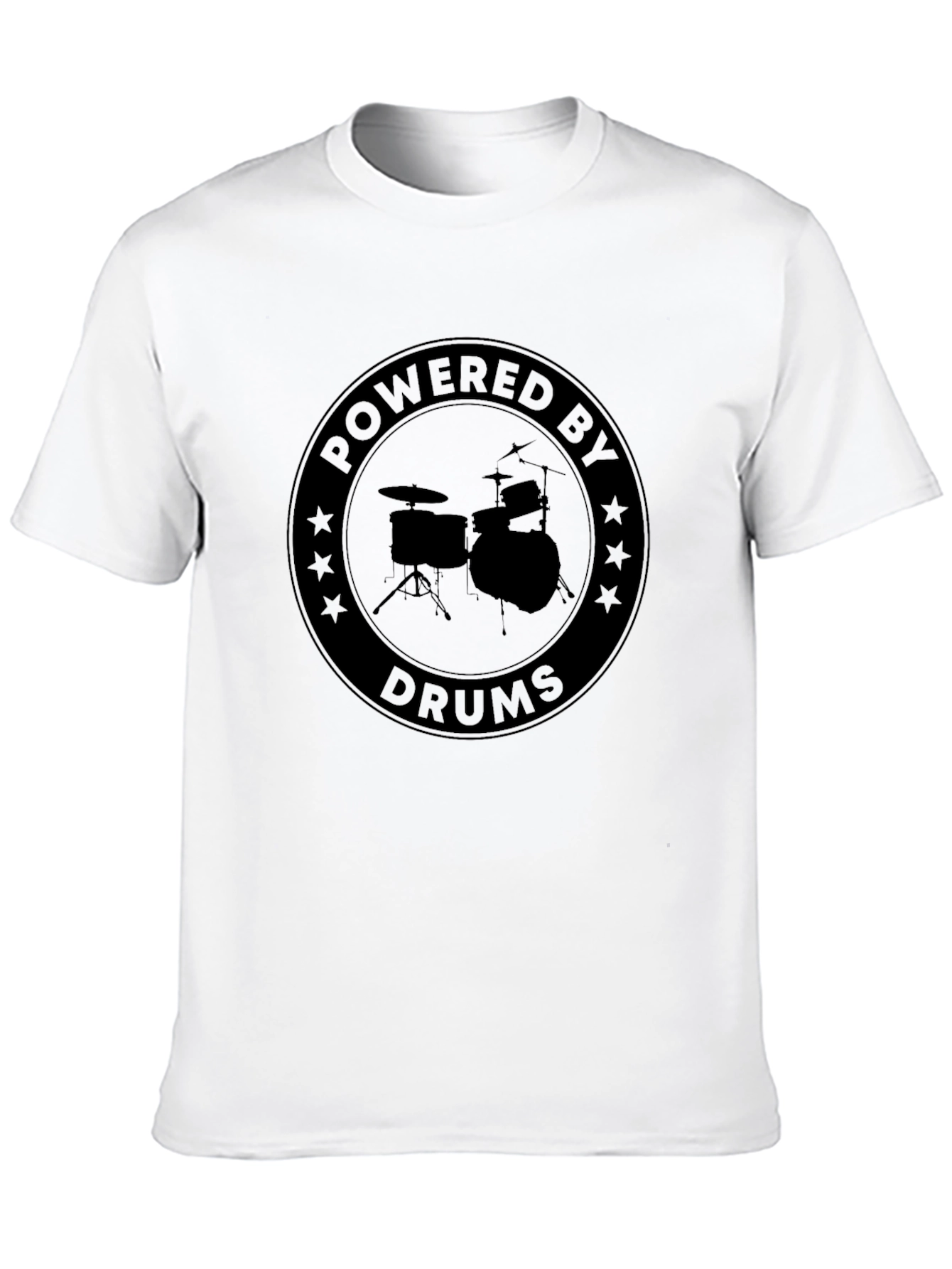 Powered By Drums Graphic Tee - Black Cotton T-Shirt