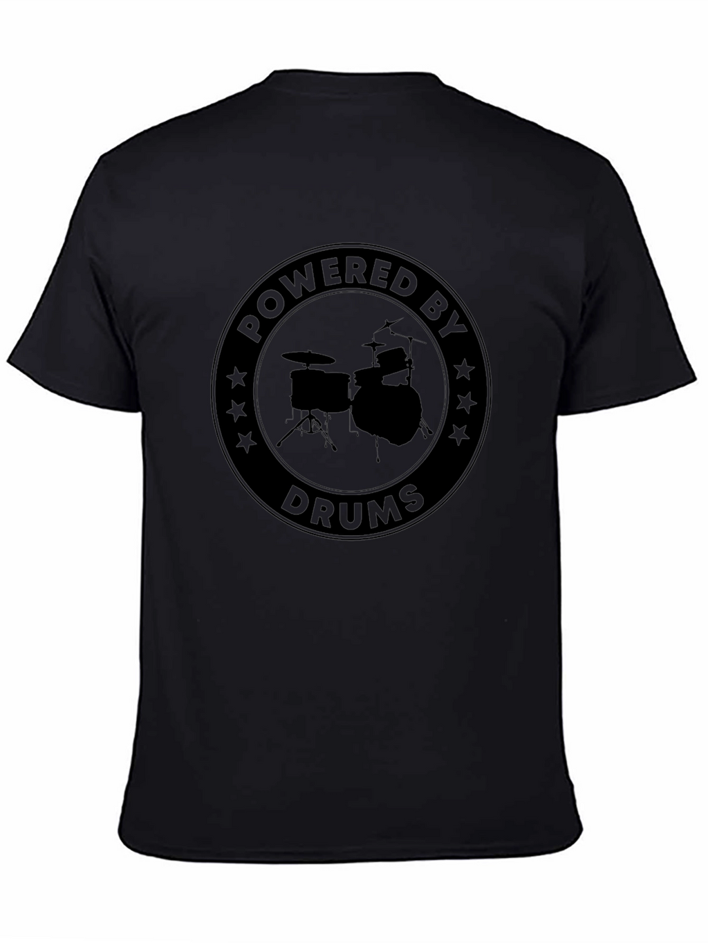 Powered By Drums Graphic Tee - Black Cotton T-Shirt