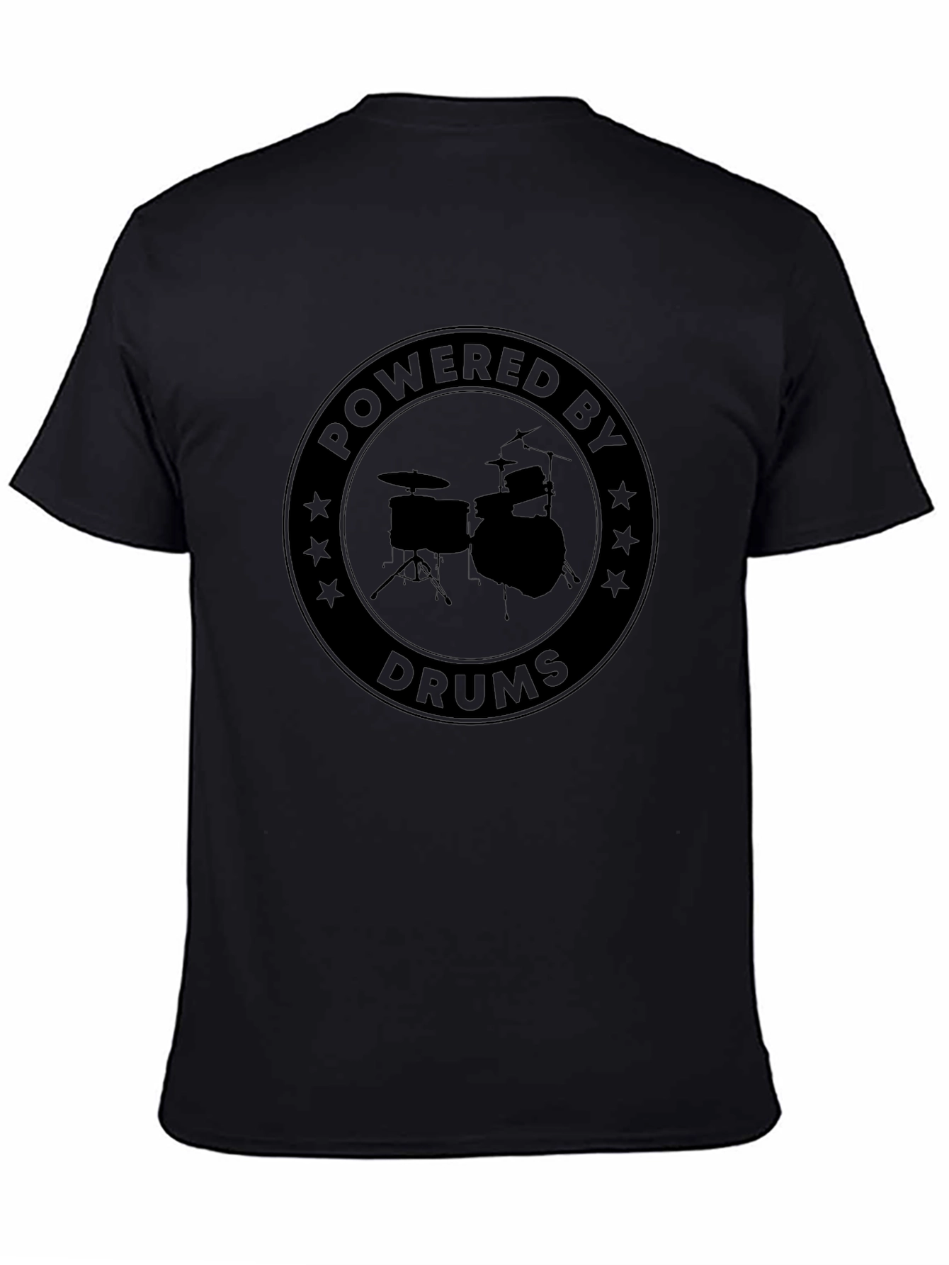 Powered By Drums Graphic Tee - Black Cotton T-Shirt