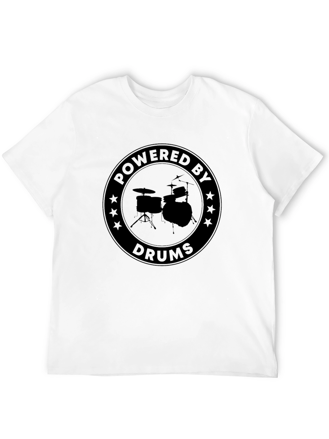 Powered By Drums Graphic Tee - Black Cotton T-Shirt
