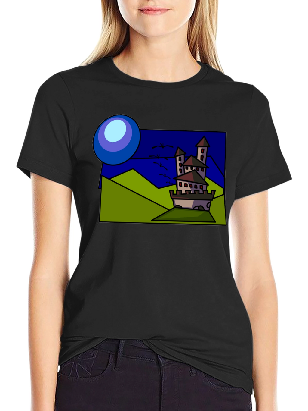 Cartoon Castle T-Shirt: Quirky Design Classic Fit