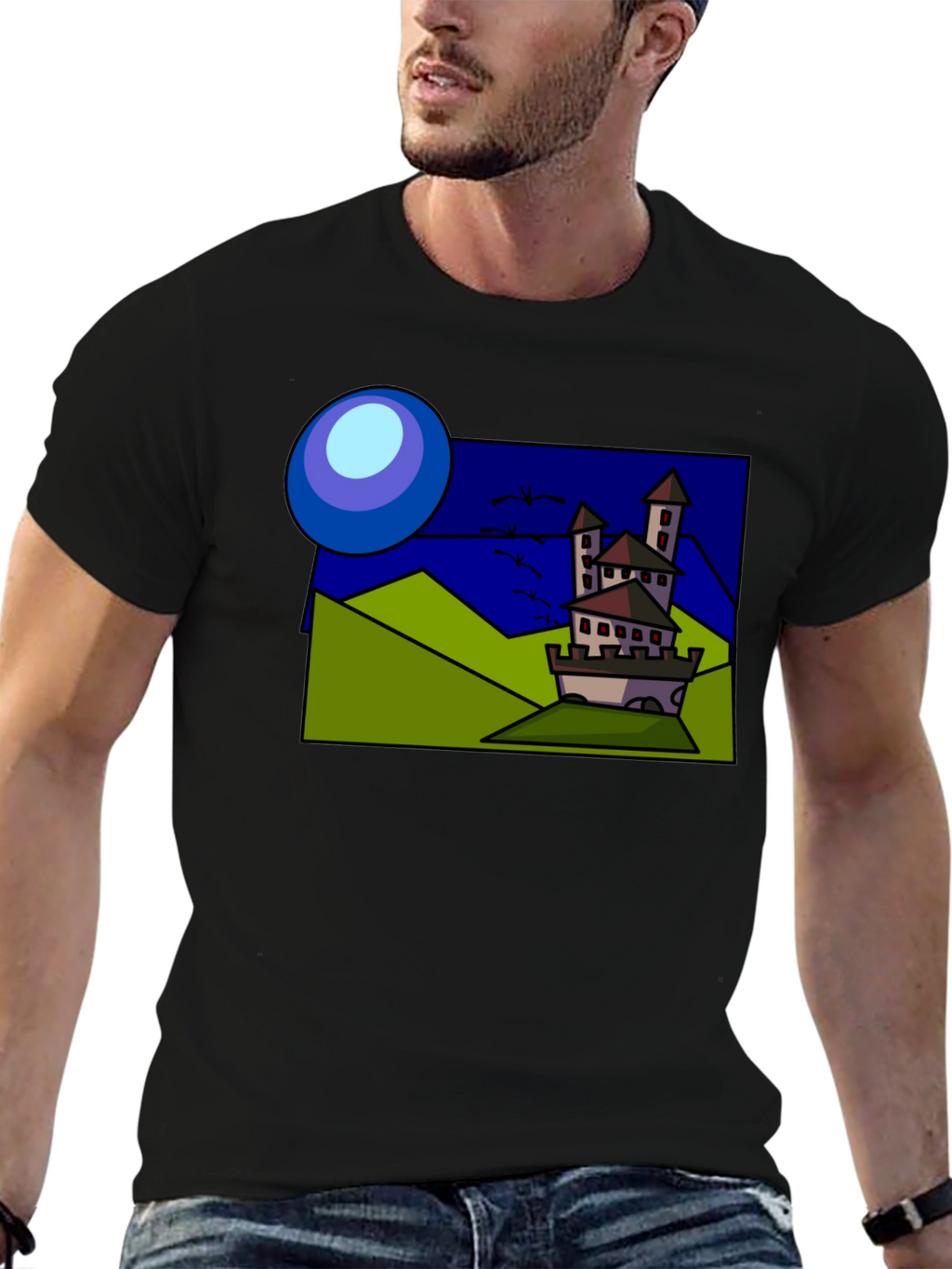 Cartoon Castle T-Shirt: Quirky Design Classic Fit