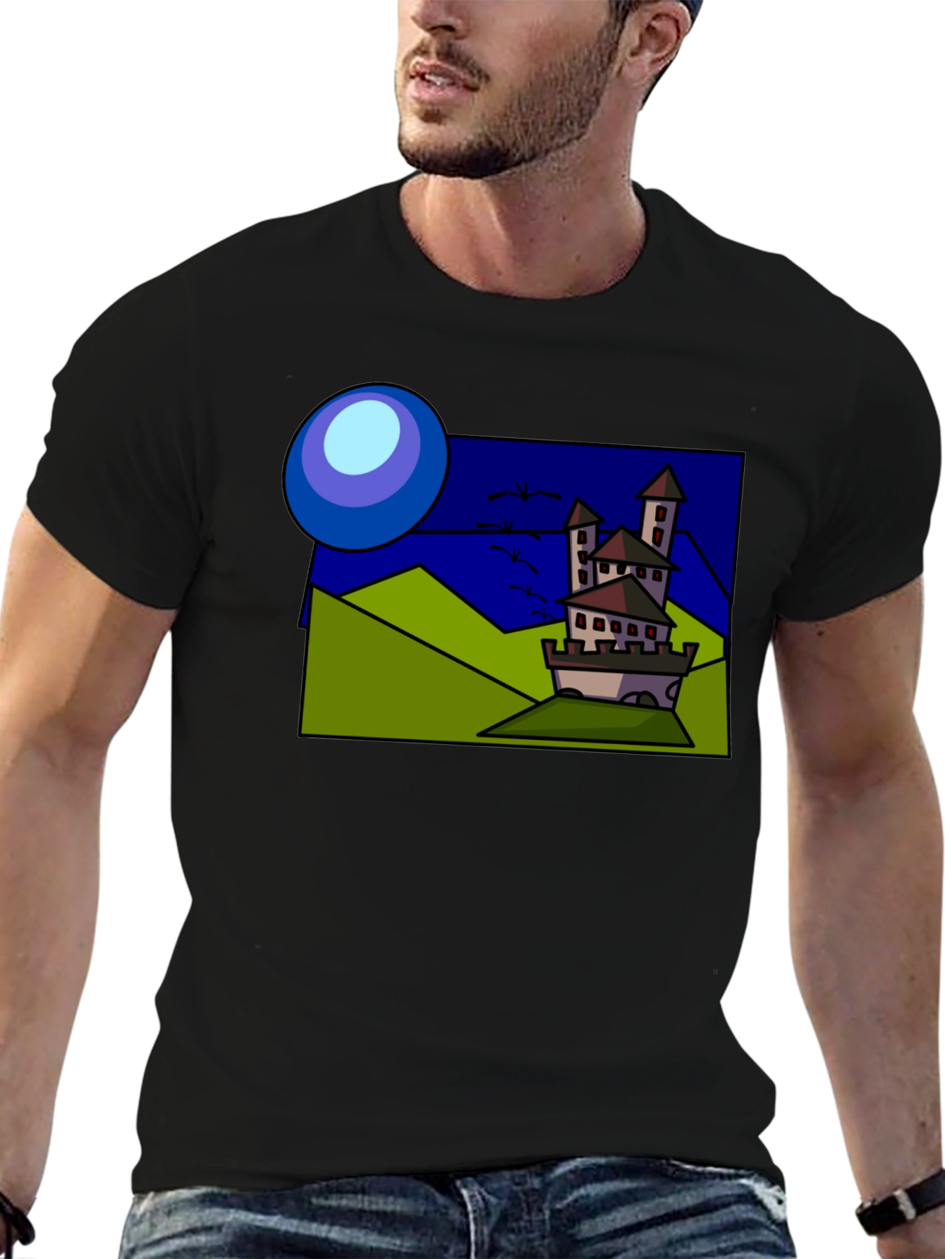 Cartoon Castle T-Shirt: Quirky Design Classic Fit