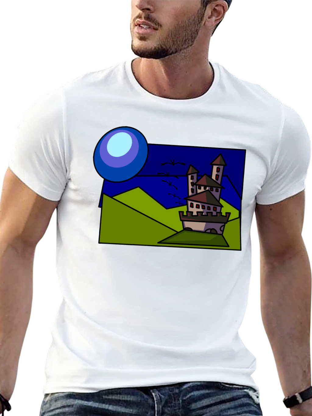 Cartoon Castle T-Shirt: Quirky Design Classic Fit