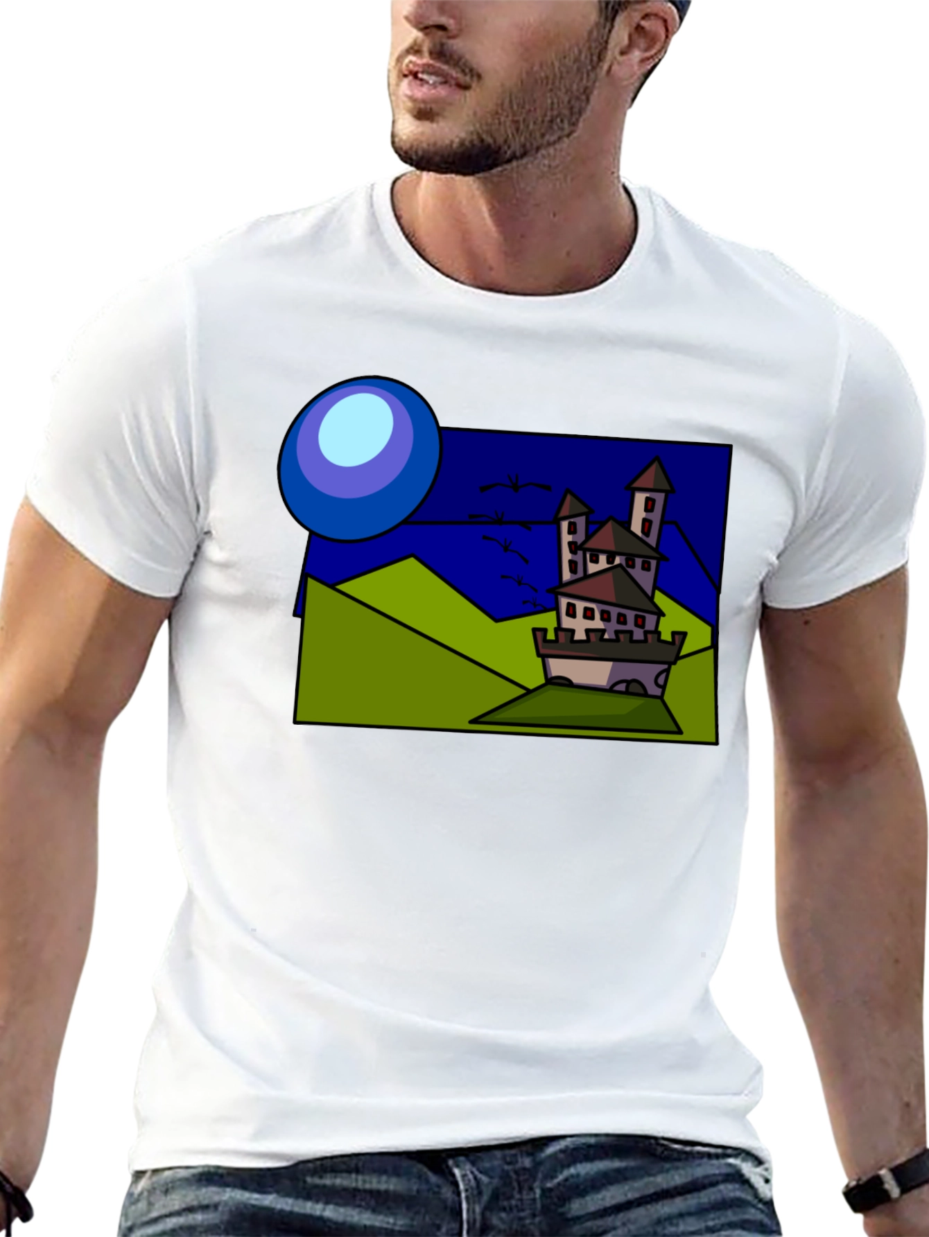 Cartoon Castle T-Shirt: Quirky Design Classic Fit