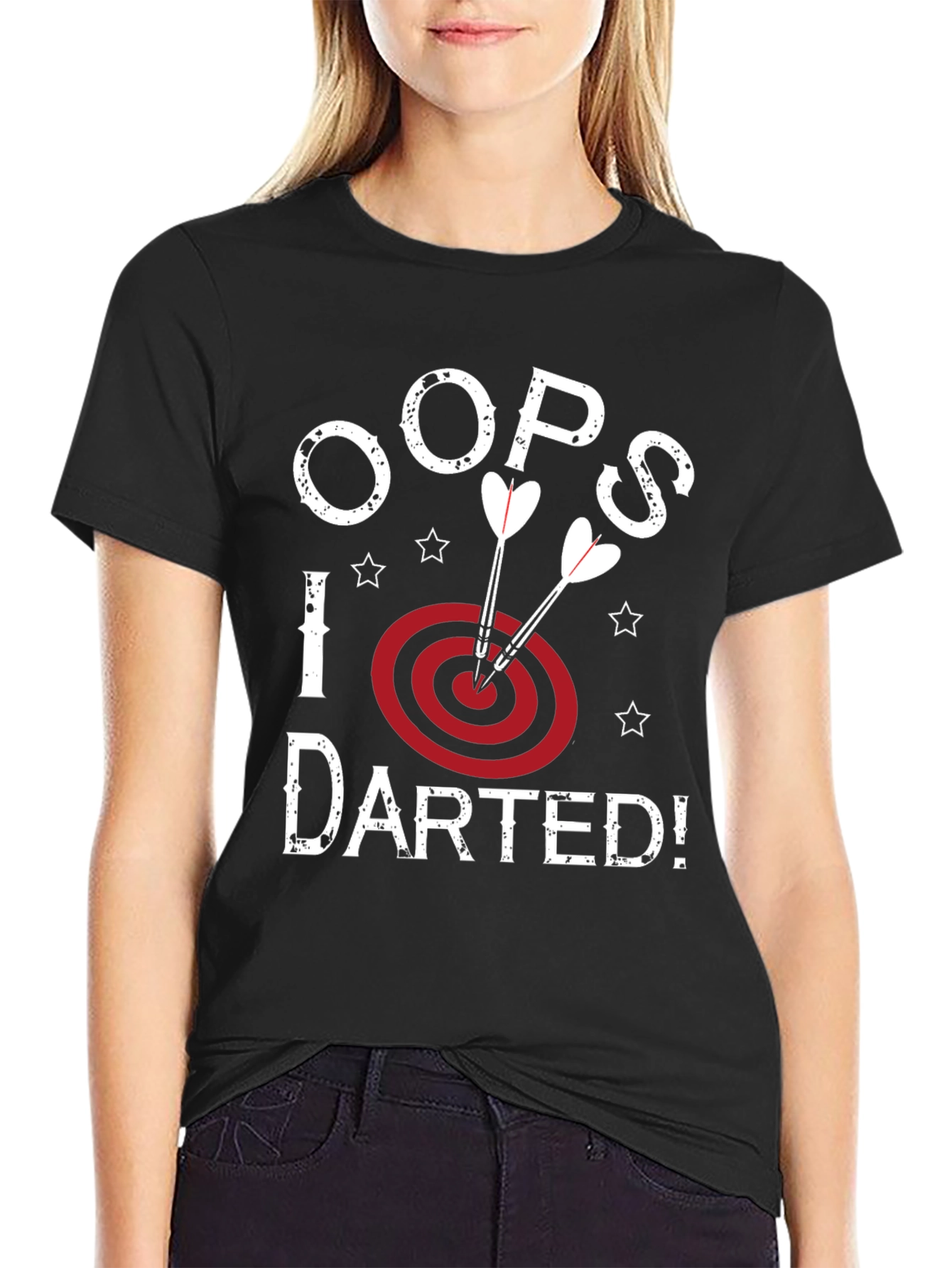 Oops! I Darted Black Graphic T-Shirt