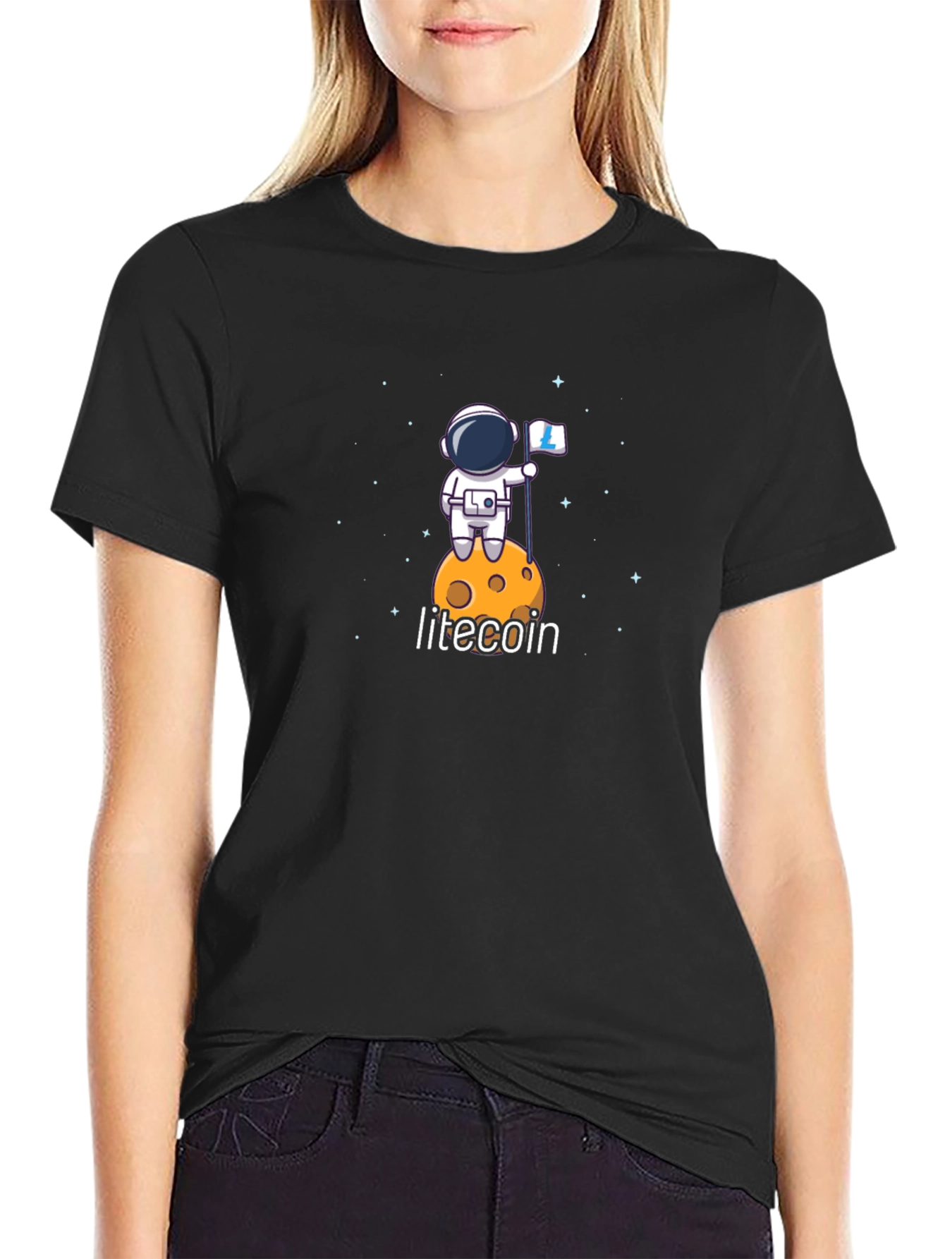 Litecoin Astronaut T-Shirt - Crypto Moon Landing Tee