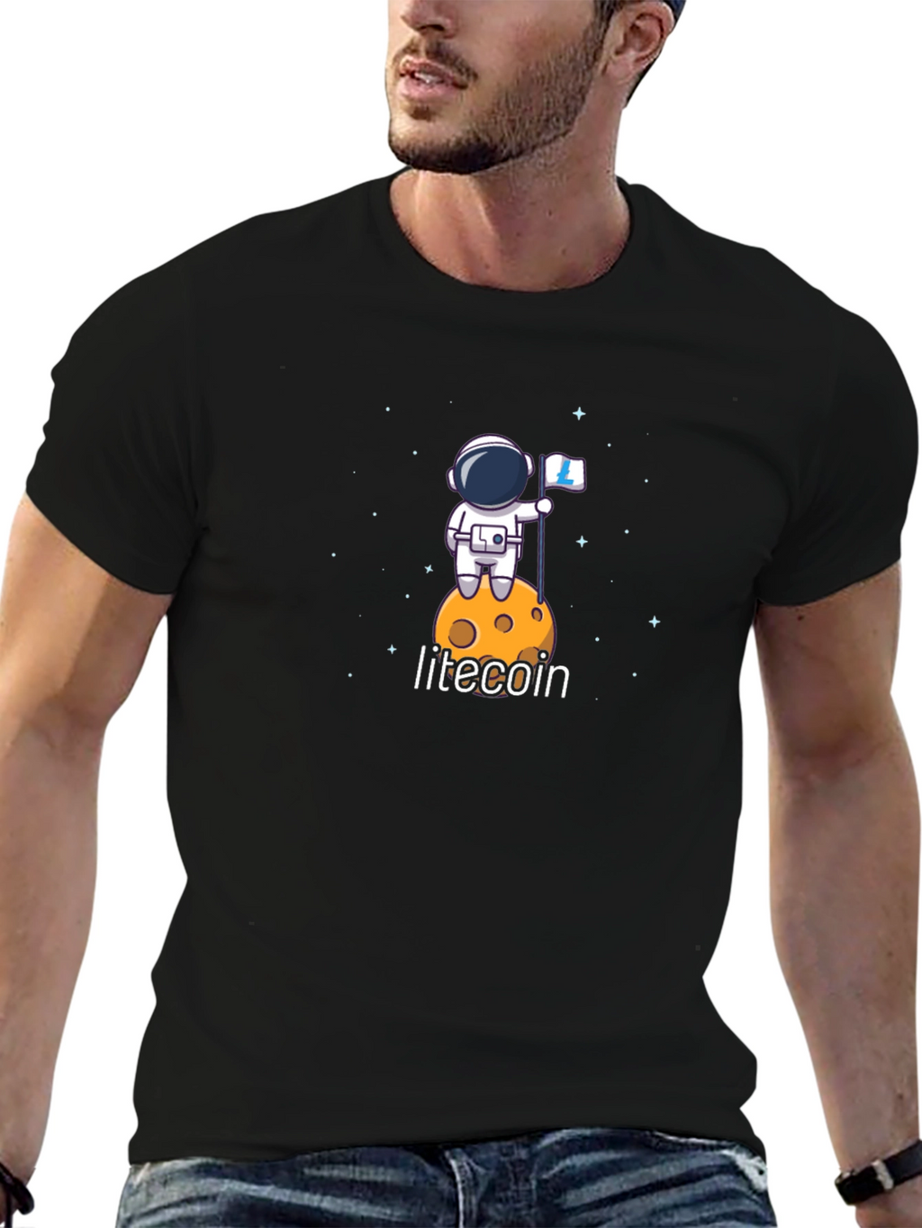 Litecoin Astronaut T-Shirt - Crypto Moon Landing Tee