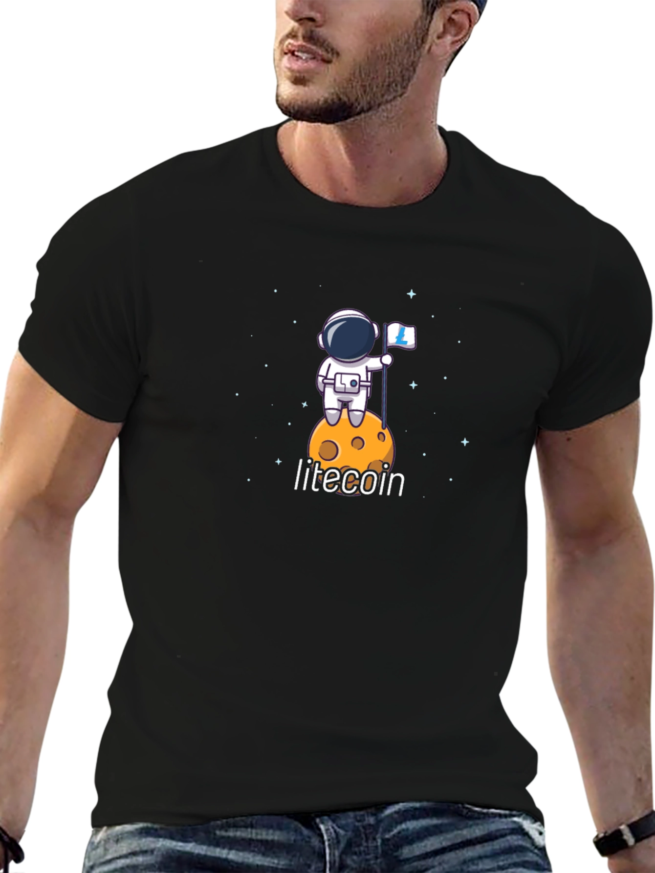 Litecoin Astronaut T-Shirt - Crypto Moon Landing Tee