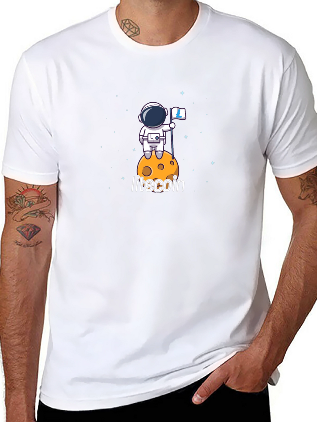 Litecoin Astronaut T-Shirt - Crypto Moon Landing Tee