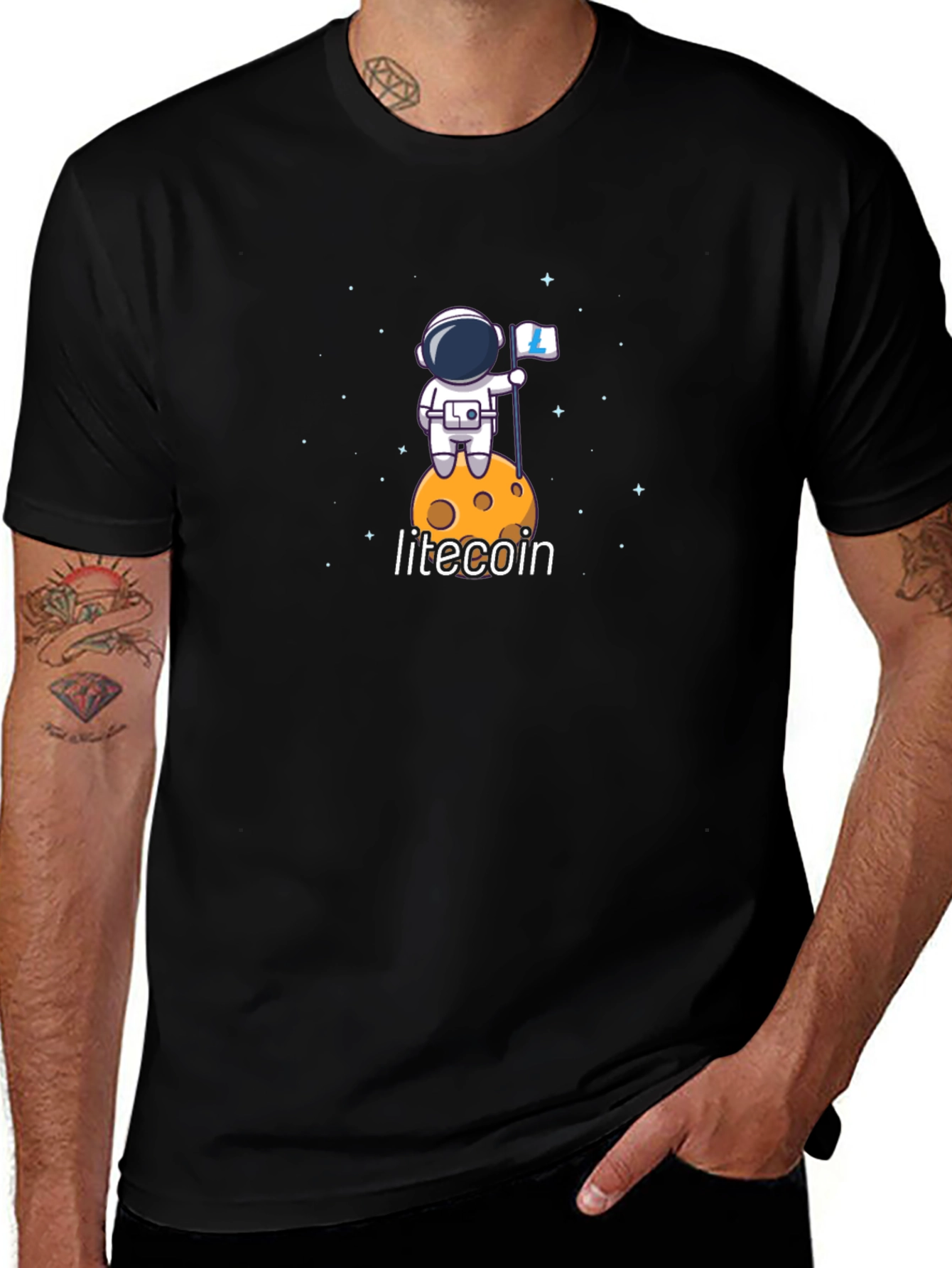 Litecoin Astronaut T-Shirt - Crypto Moon Landing Tee