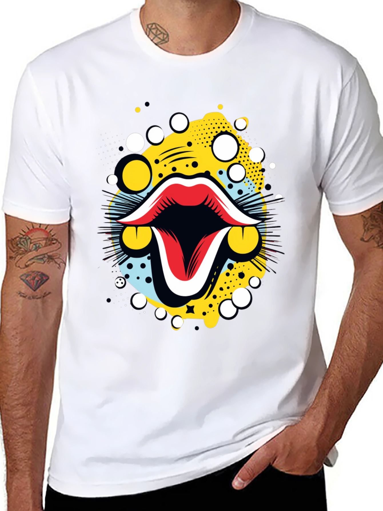 Bold Graphic Tee: Retro Mouth Design
