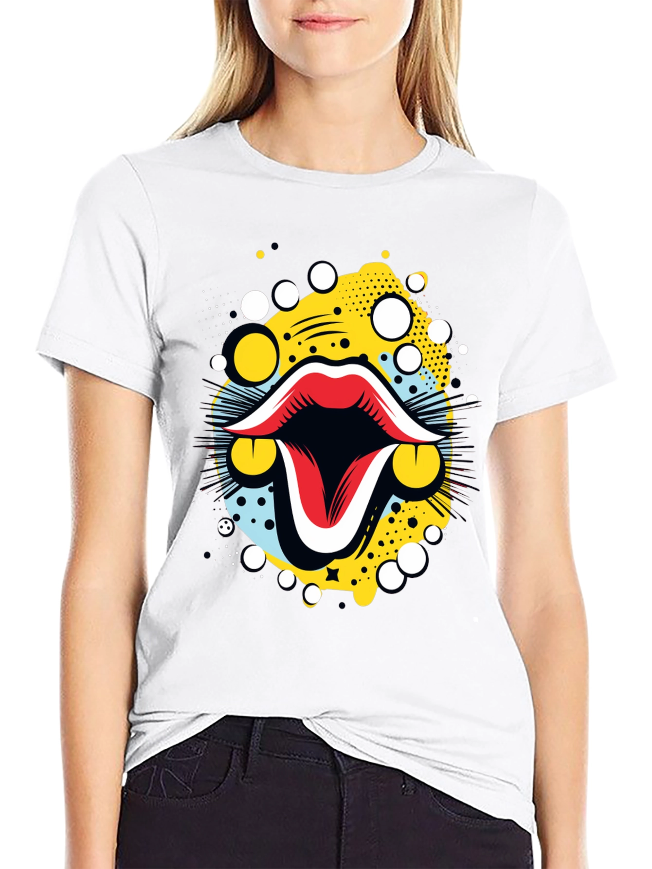 Bold Graphic Tee: Retro Mouth Design
