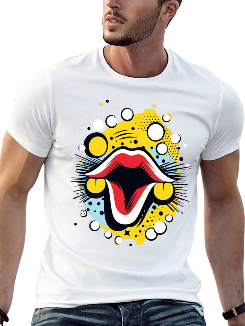 Bold Graphic Tee: Retro Mouth Design