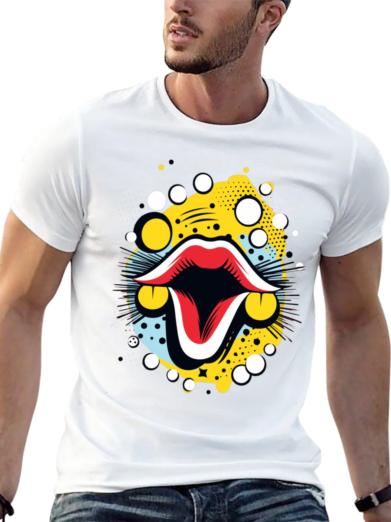 Bold Graphic Tee: Retro Mouth Design