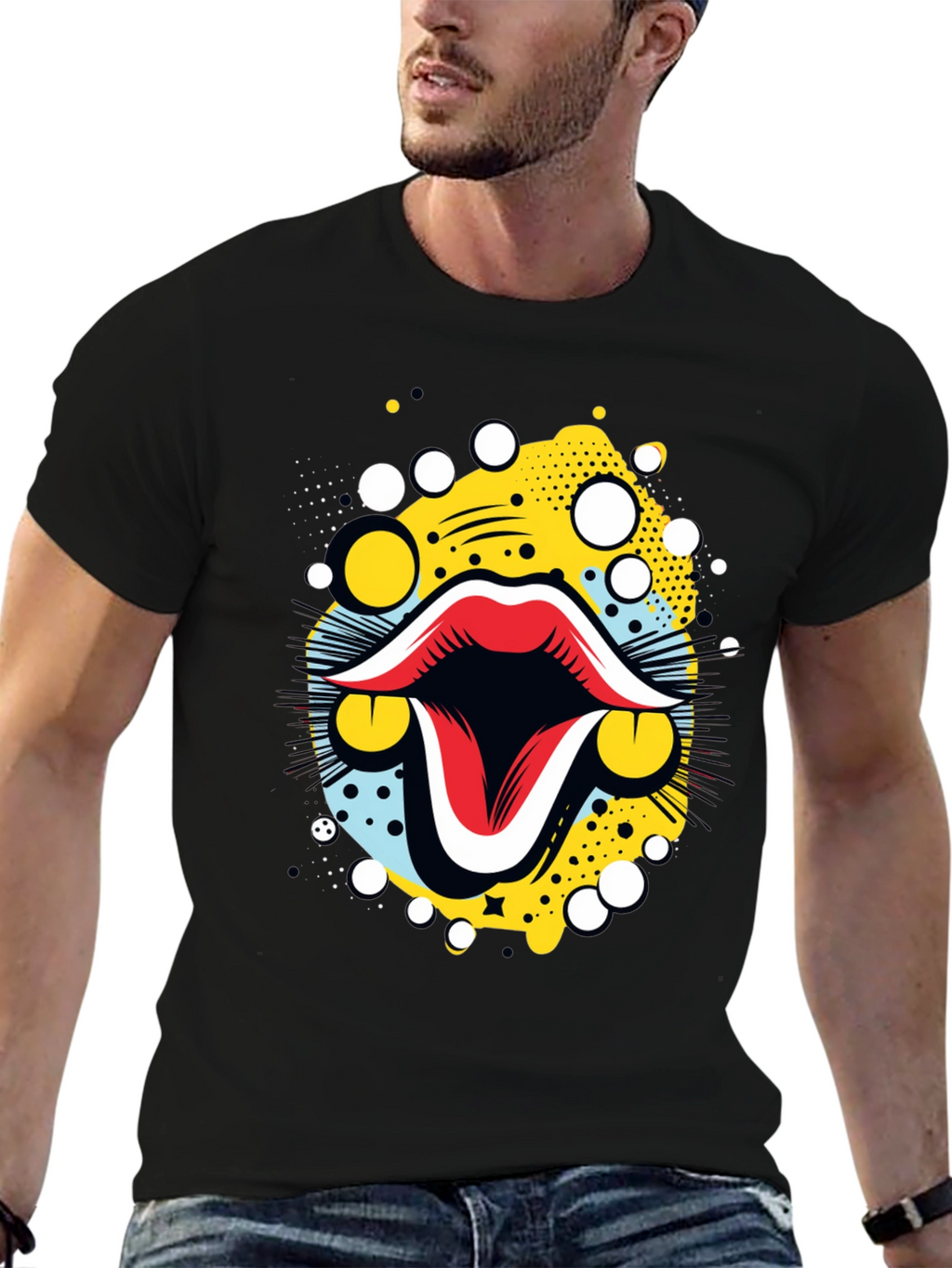 Bold Graphic Tee: Retro Mouth Design
