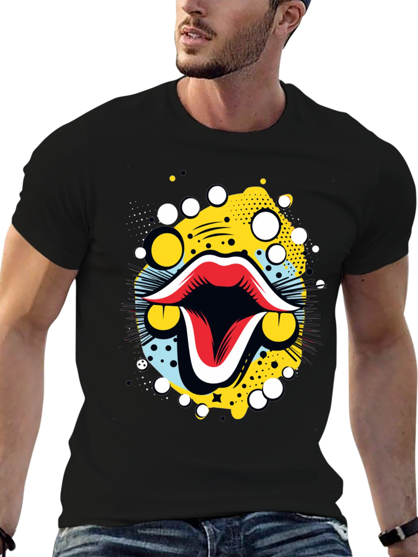 Bold Graphic Tee: Retro Mouth Design