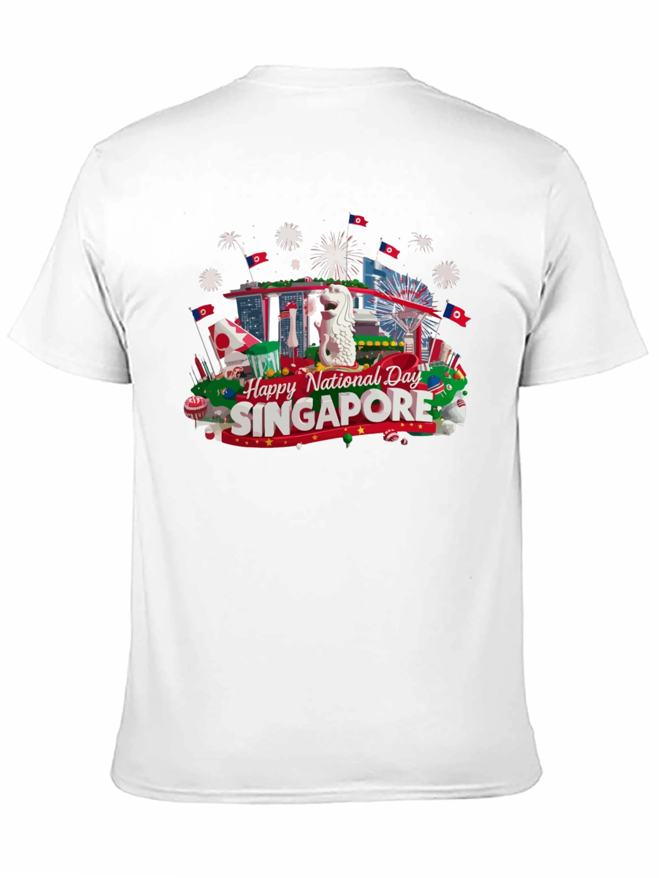 Singapore National Day T-Shirt Black Cotton Tee