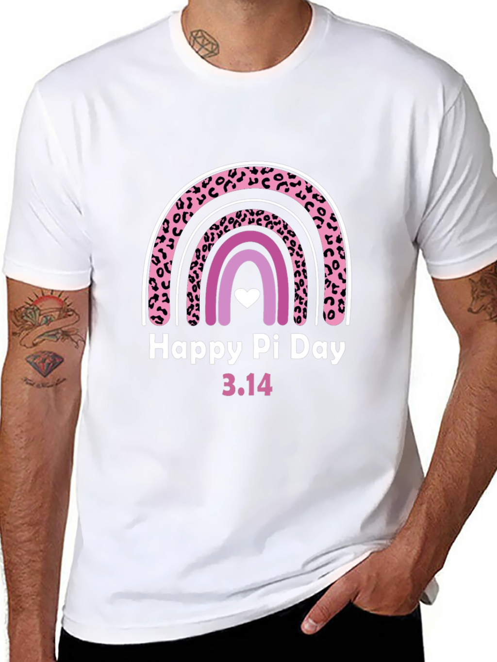Happy Pi Day Rainbow Leopard Print Graphic T-Shirt