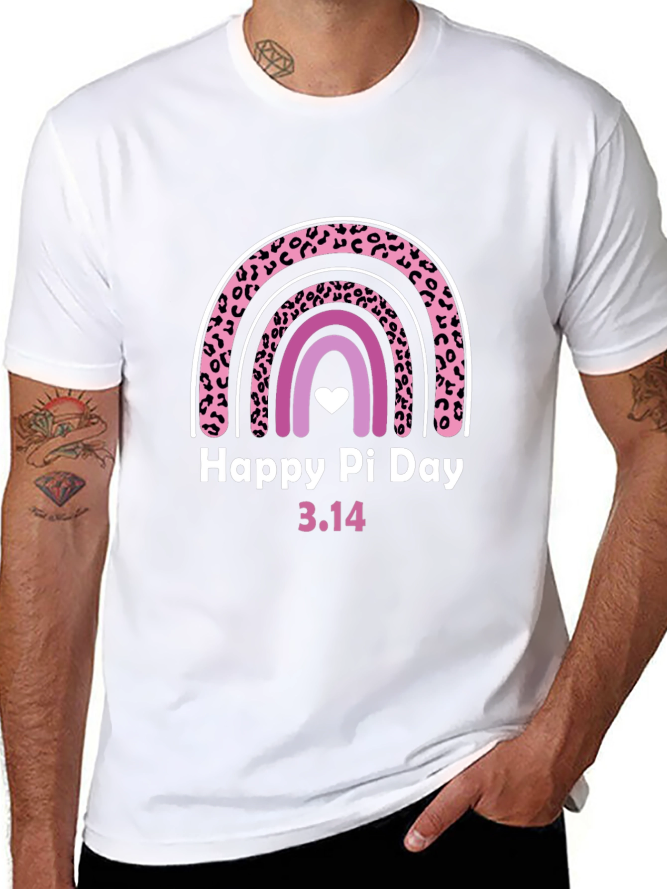 Happy Pi Day Rainbow Leopard Print Graphic T-Shirt