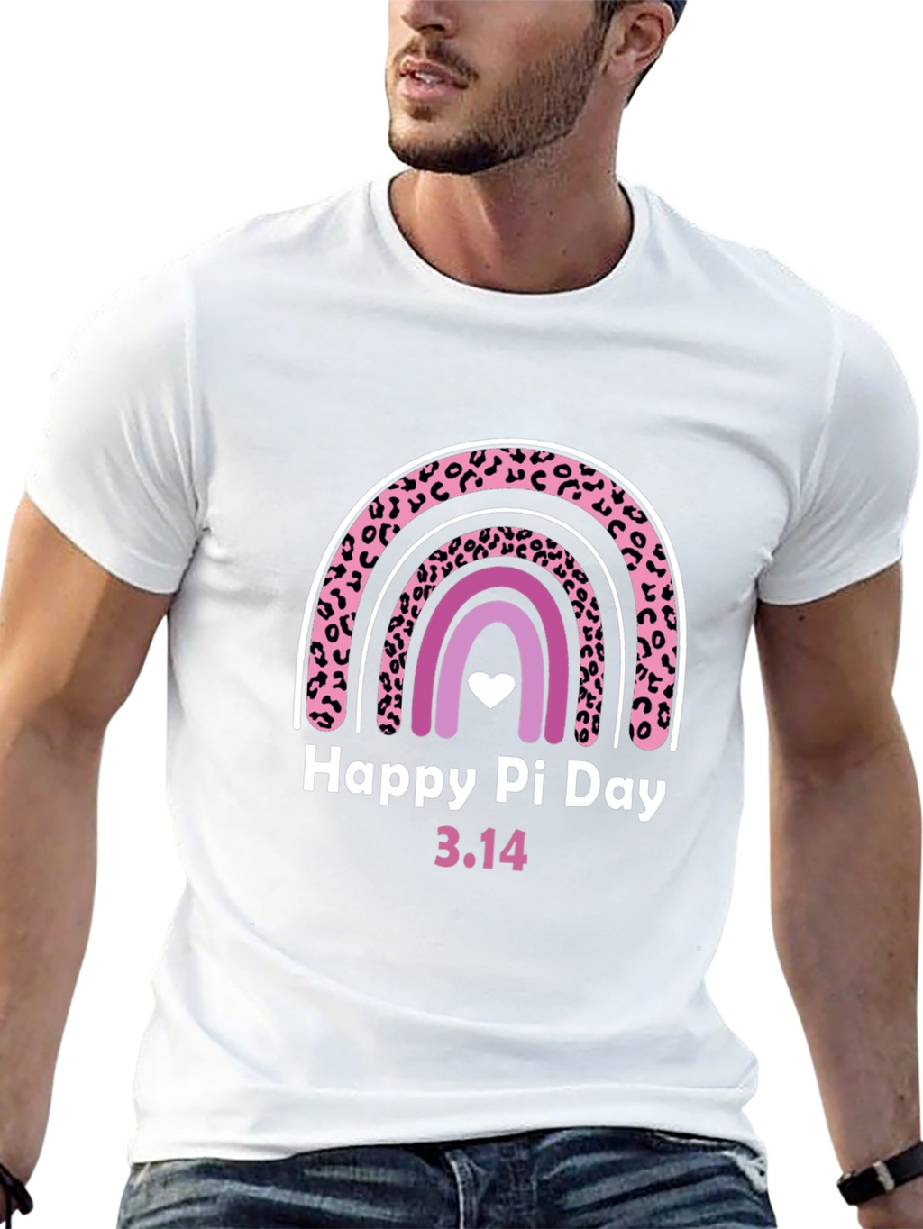 Happy Pi Day Rainbow Leopard Print Graphic T-Shirt