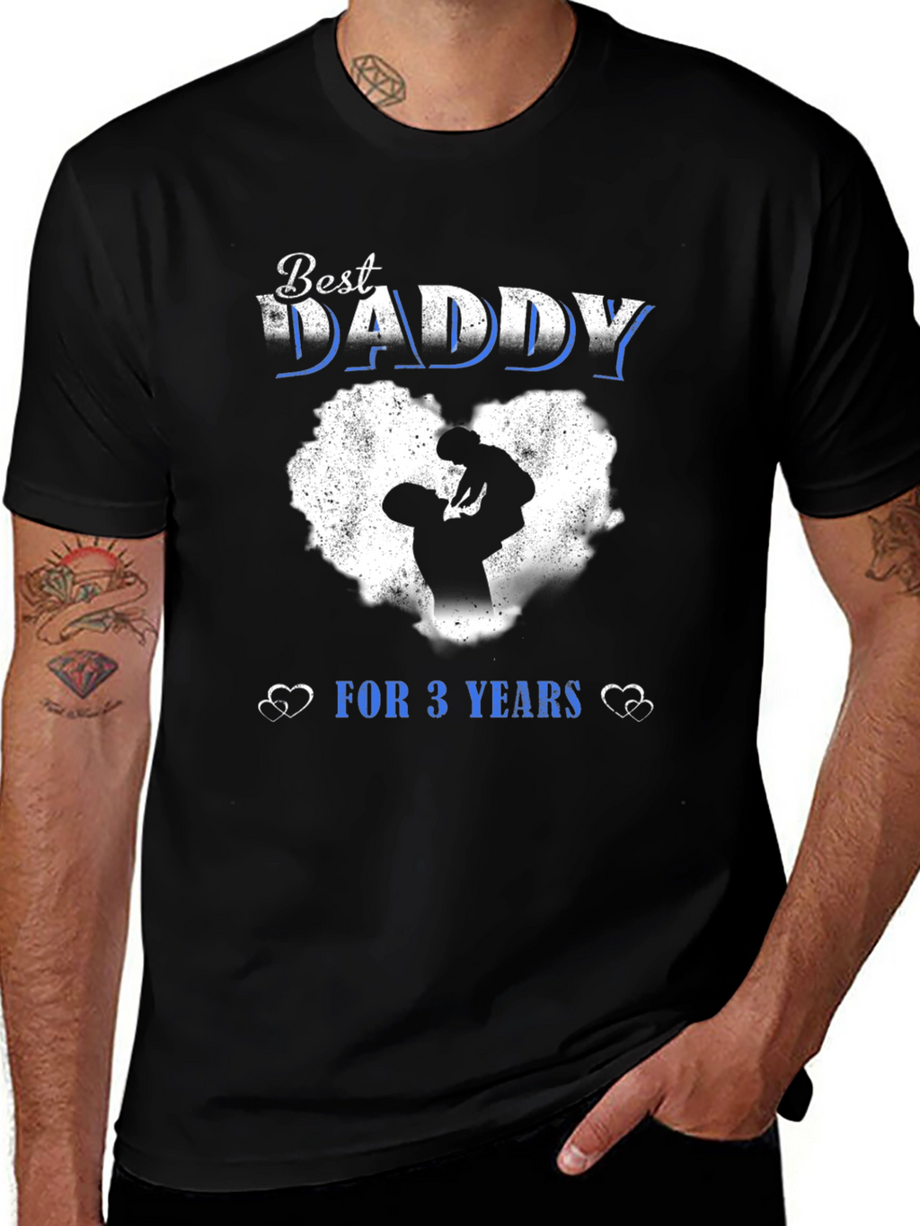 Best Daddy For 3 Years Black T-Shirt