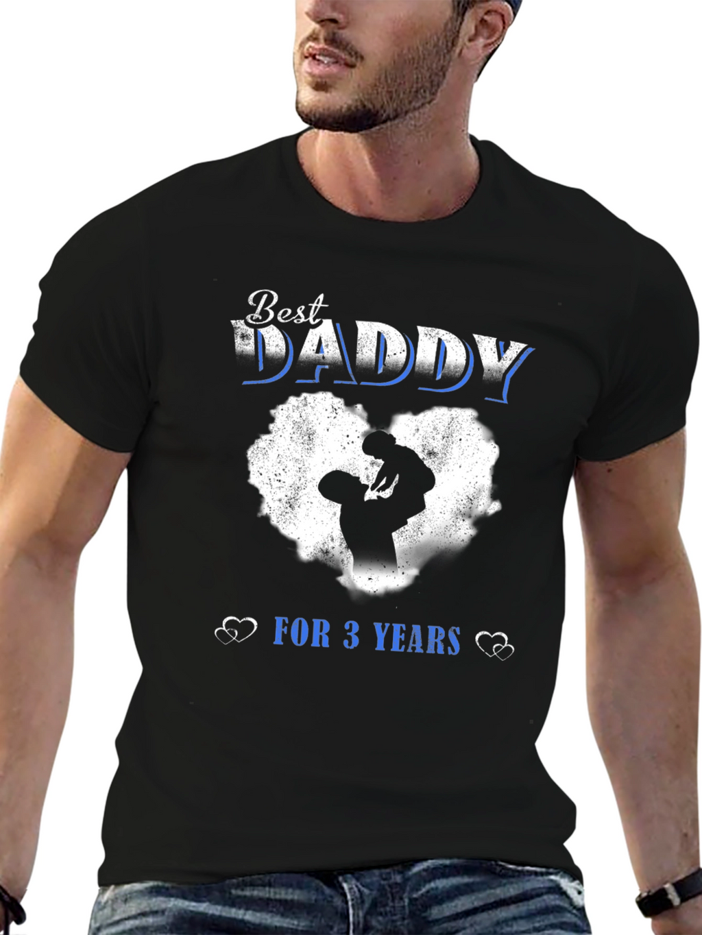 Best Daddy For 3 Years Black T-Shirt