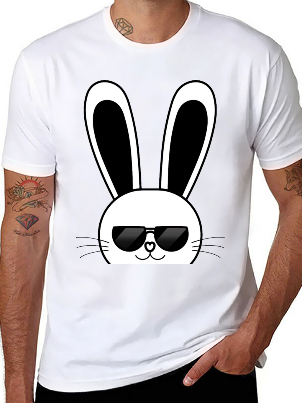 Cool Bunny Graphic Tee - Black Cotton T-Shirt