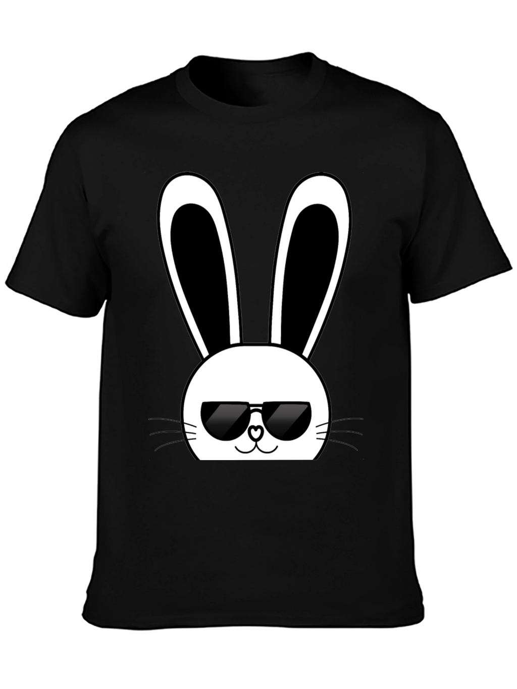Cool Bunny Graphic Tee - Black Cotton T-Shirt